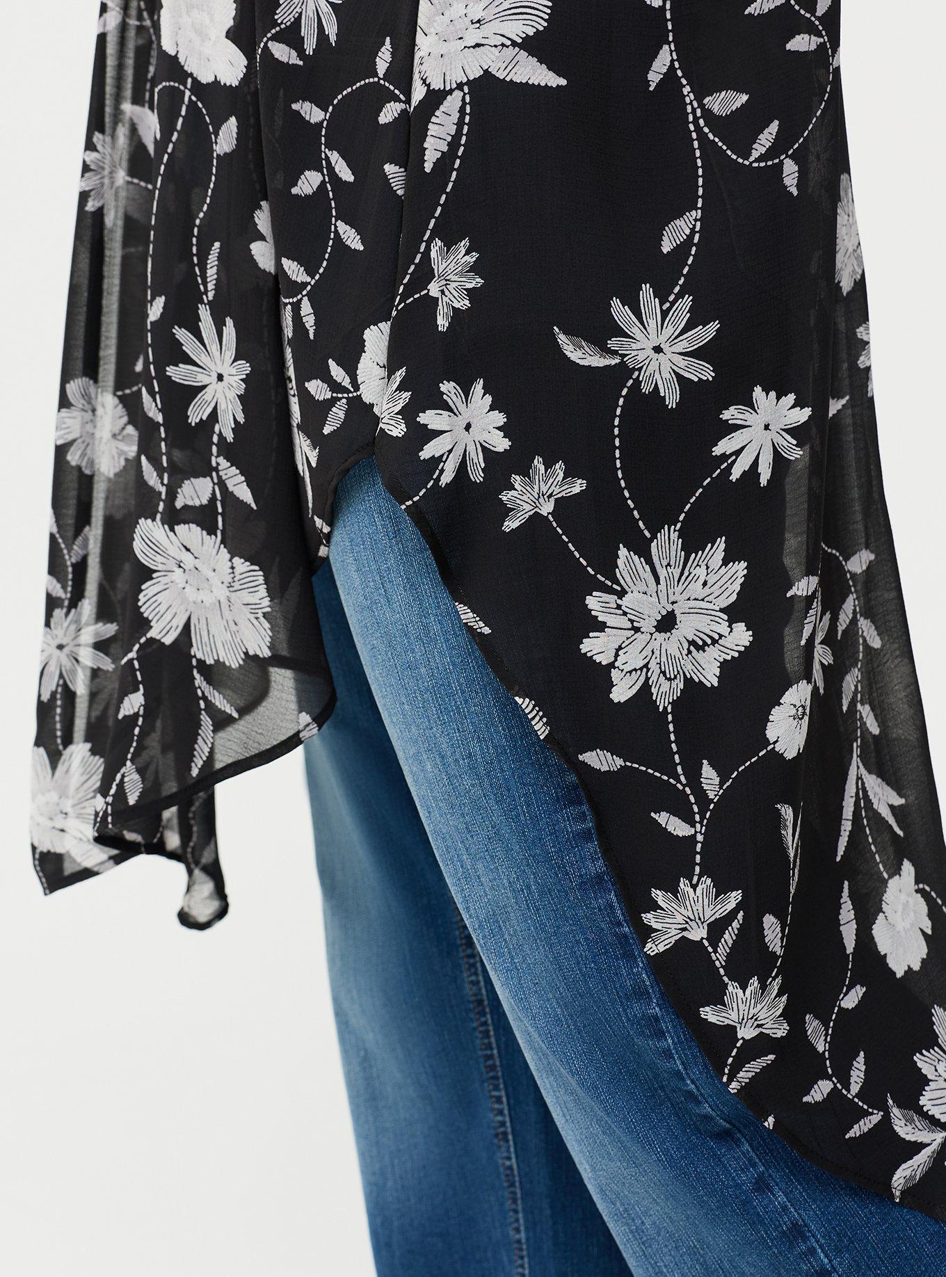 Textured  Chiffon Kimono, IN STITCHES FLORAL, alternate