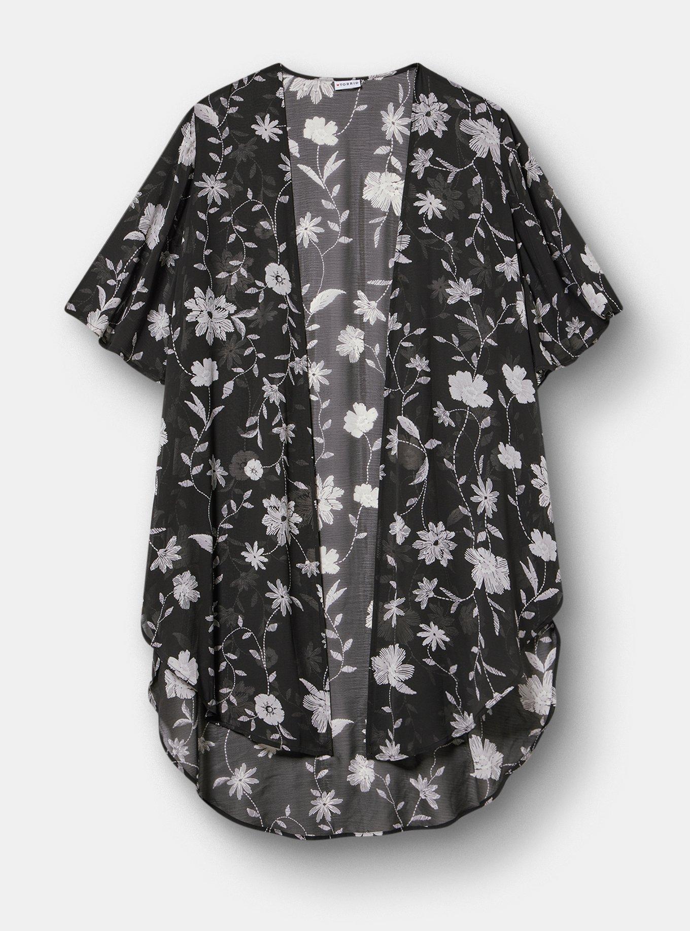 Textured  Chiffon Kimono, IN STITCHES FLORAL, hi-res