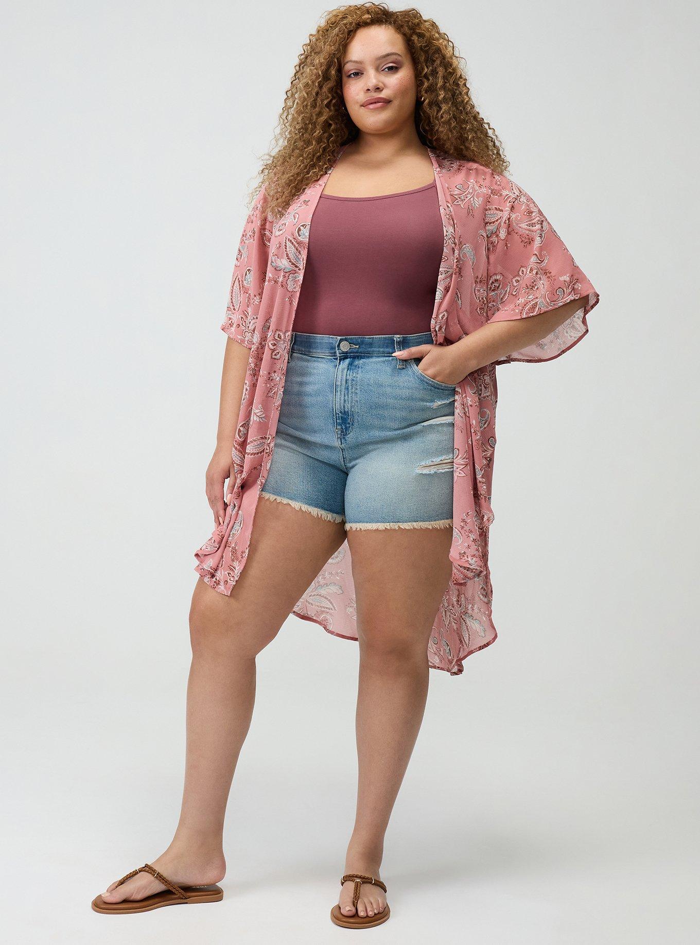 Textured Chiffon Kimono, SWEETHEART PAISLEY CORAL, alternate