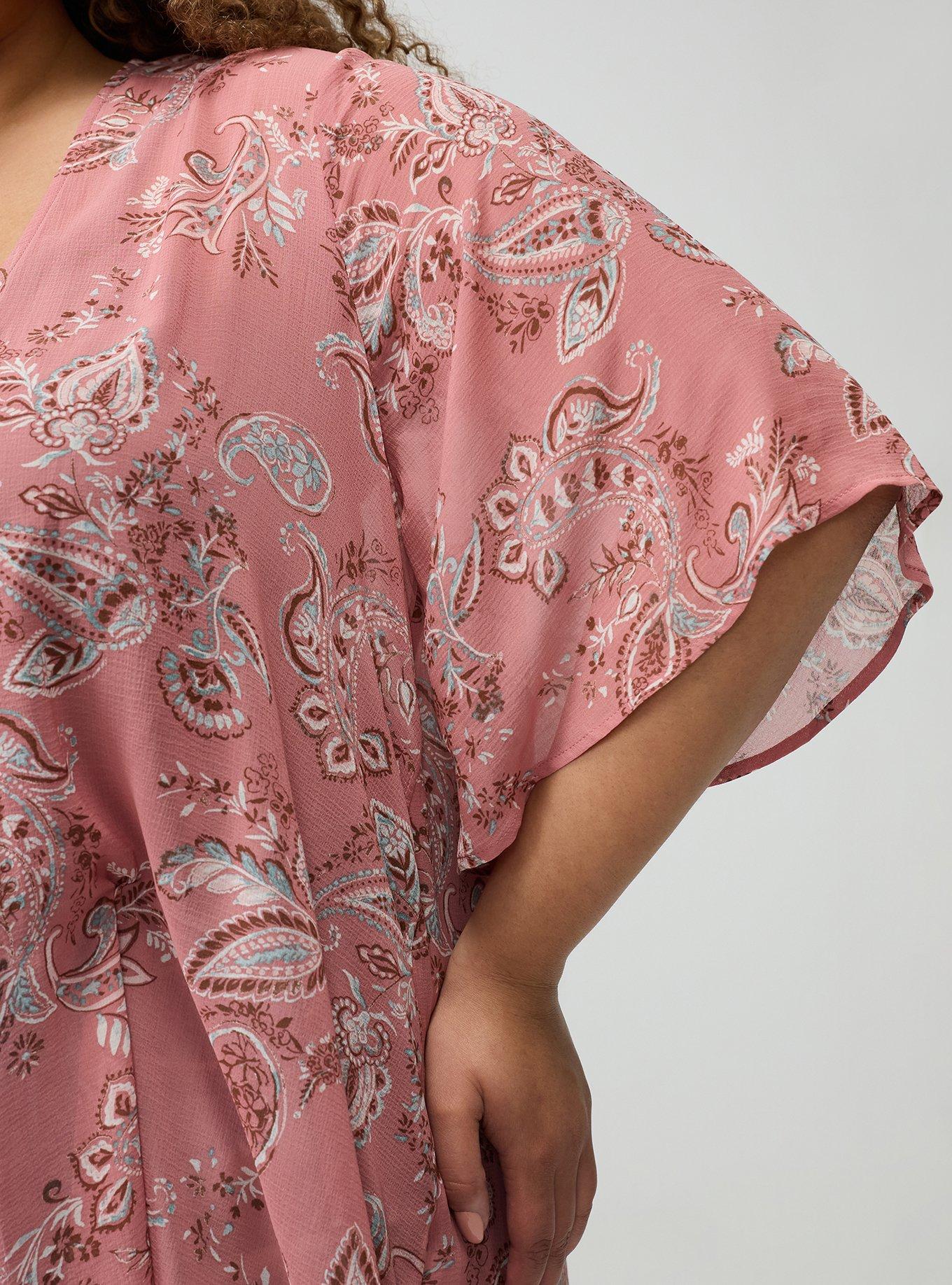 Textured Chiffon Kimono, SWEETHEART PAISLEY CORAL, alternate