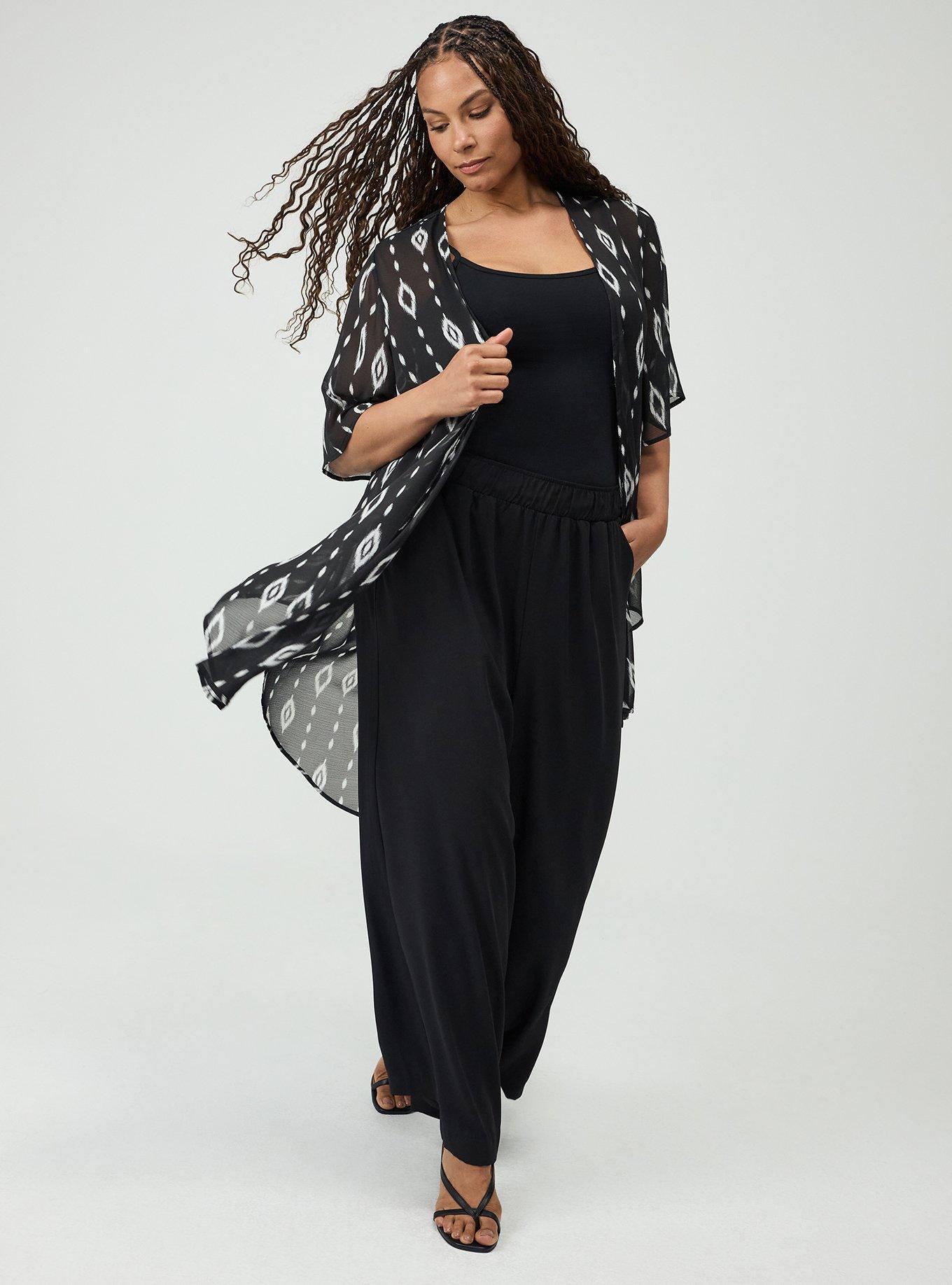 Textured Chiffon Kimono, DIAMOND CURTAIN BLACK, alternate