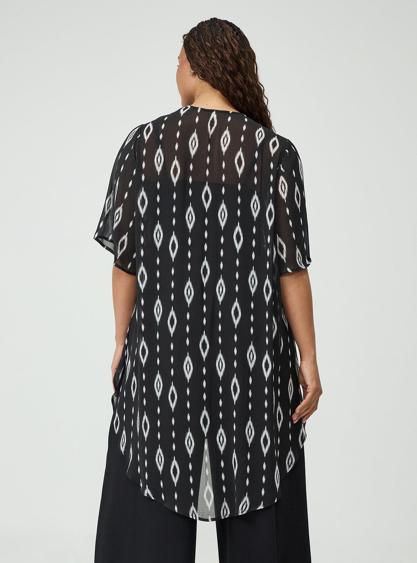 Textured Chiffon Kimono, DIAMOND CURTAIN BLACK, alternate
