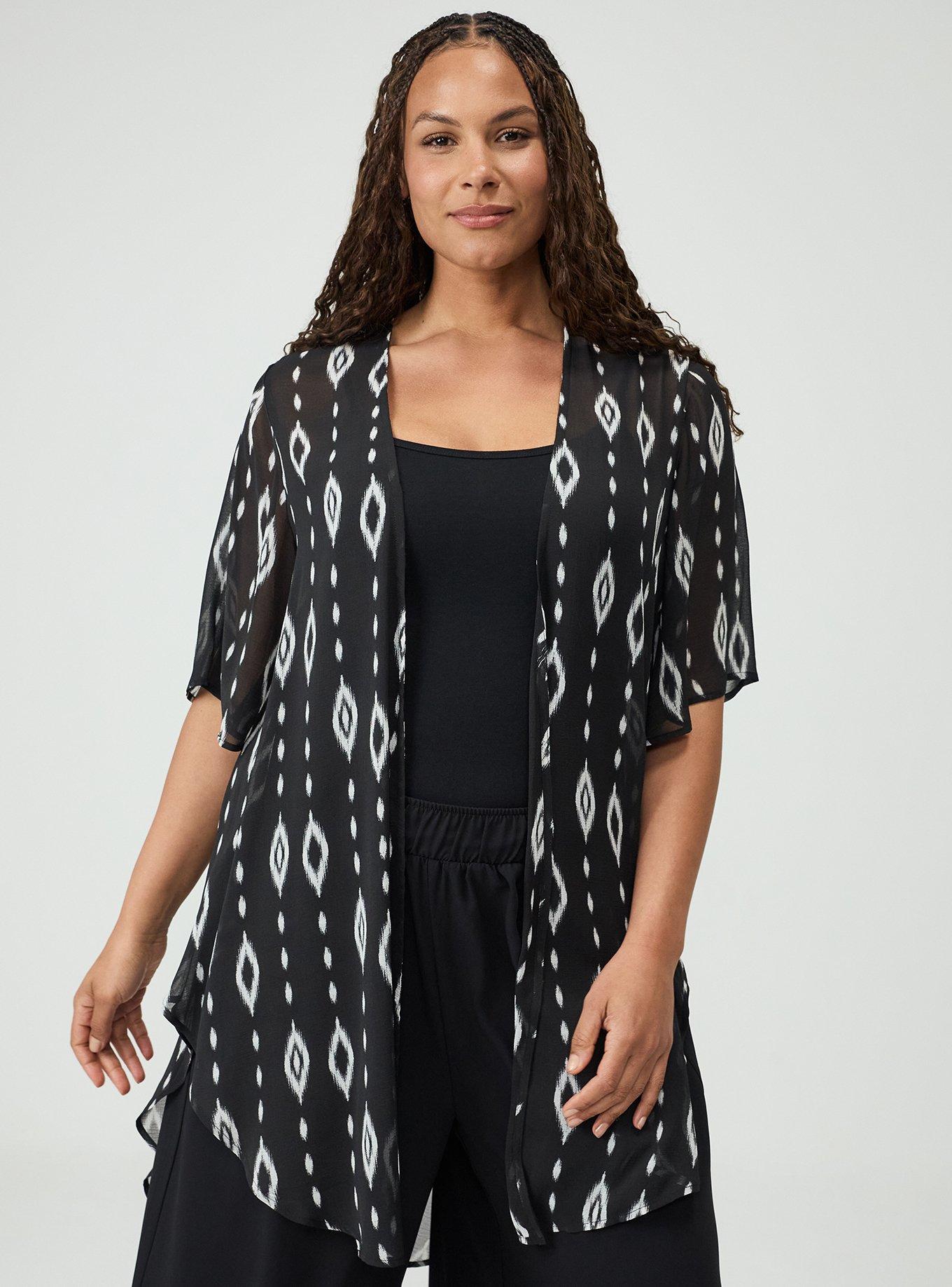 Textured Chiffon Kimono, DIAMOND CURTAIN BLACK, alternate