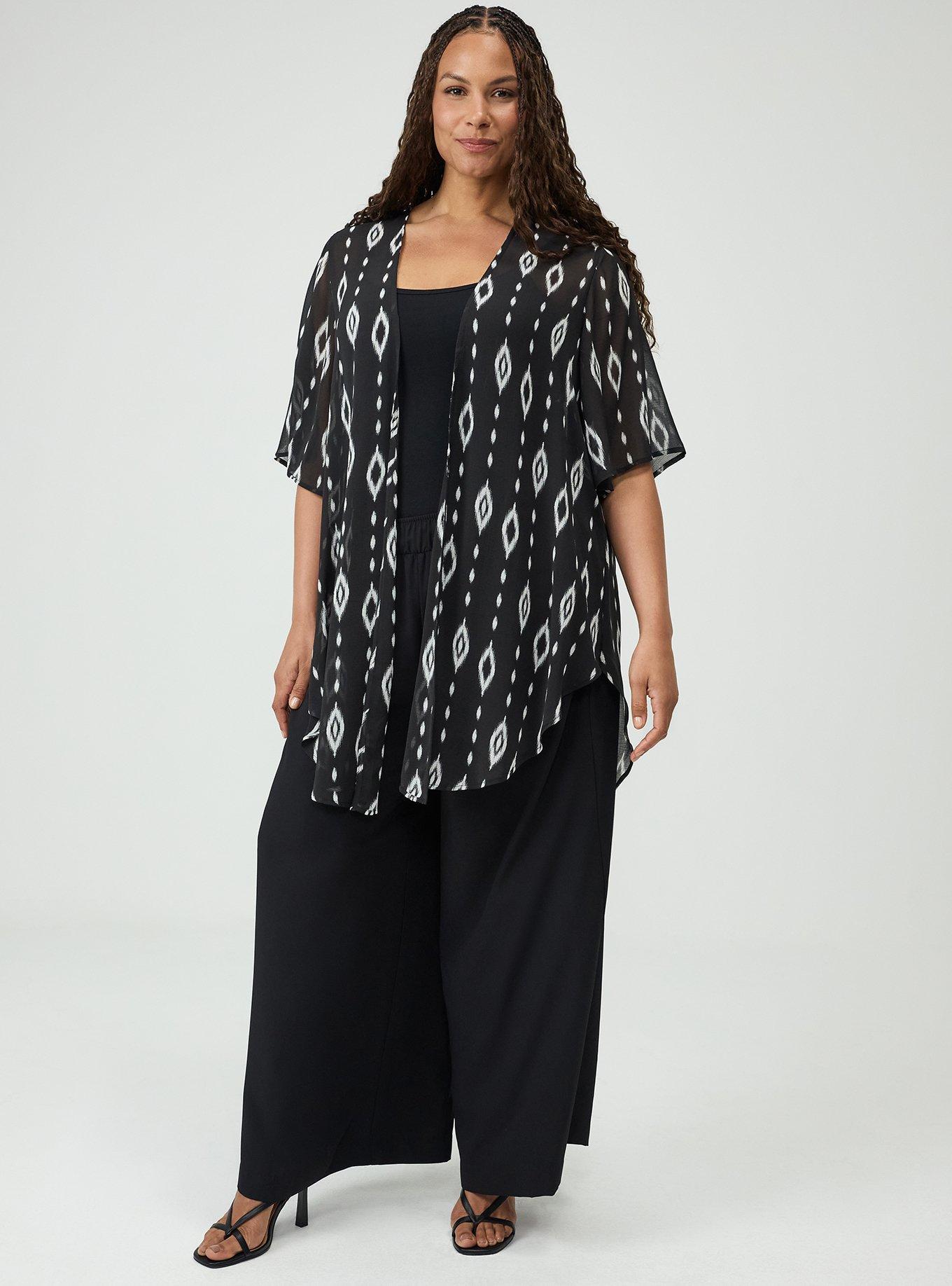 Textured Chiffon Kimono, DIAMOND CURTAIN BLACK, alternate