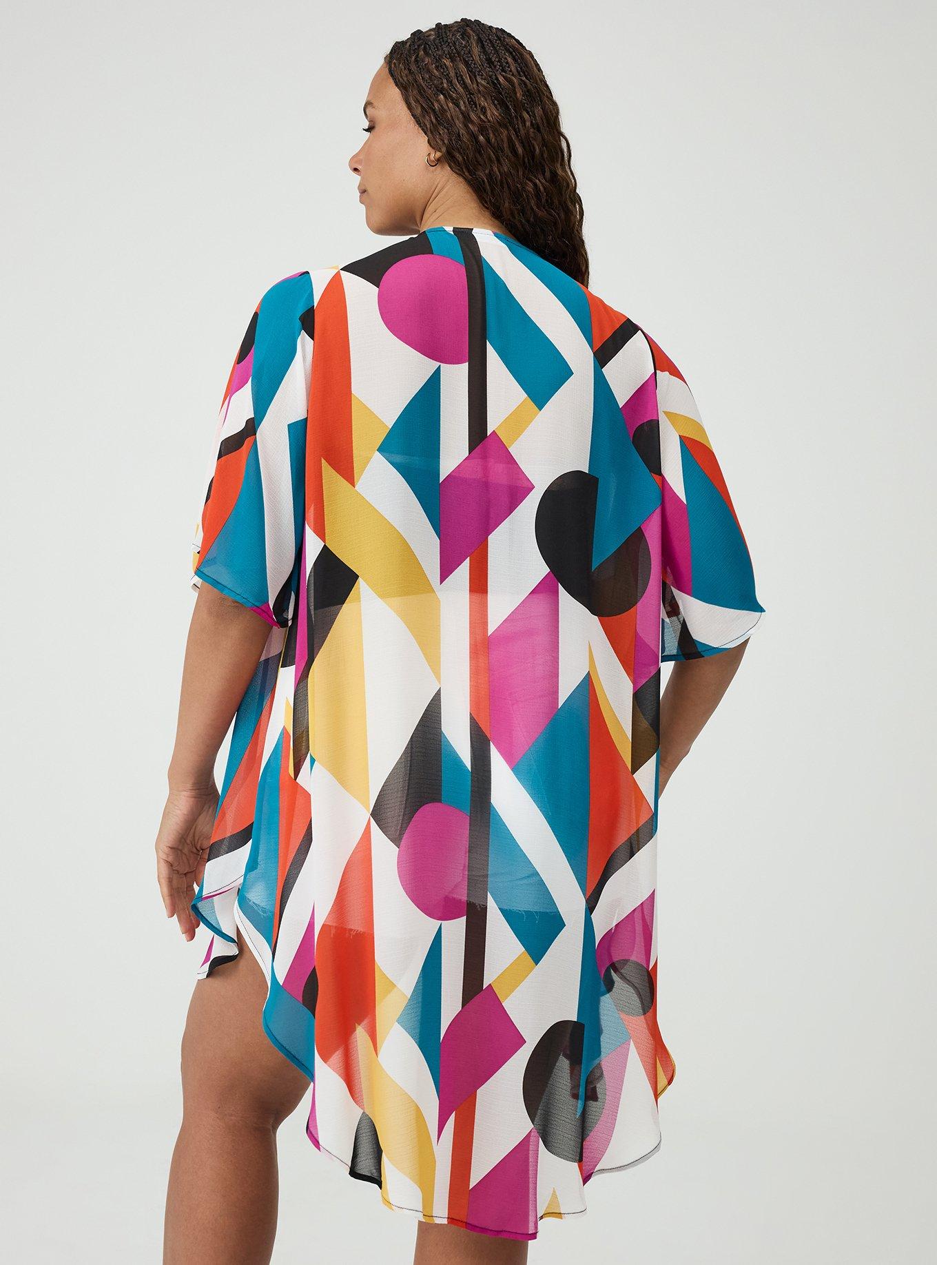 Textured Chiffon Kimono, SURF GEO WHITE, alternate
