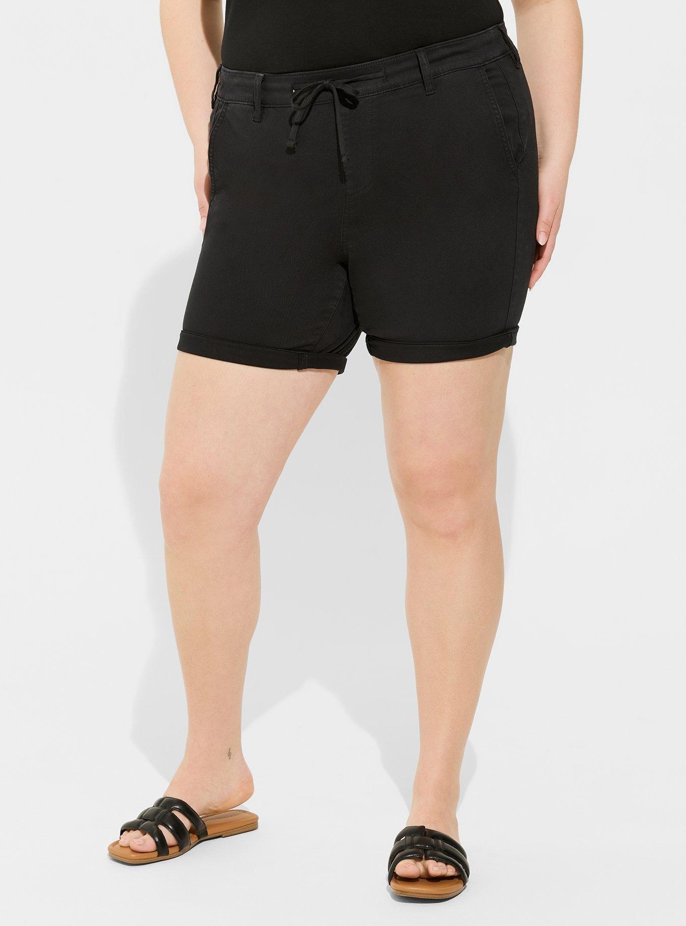 8" Pull On Weekend Stretch Twill Mid Rise Short, DEEP BLACK, alternate