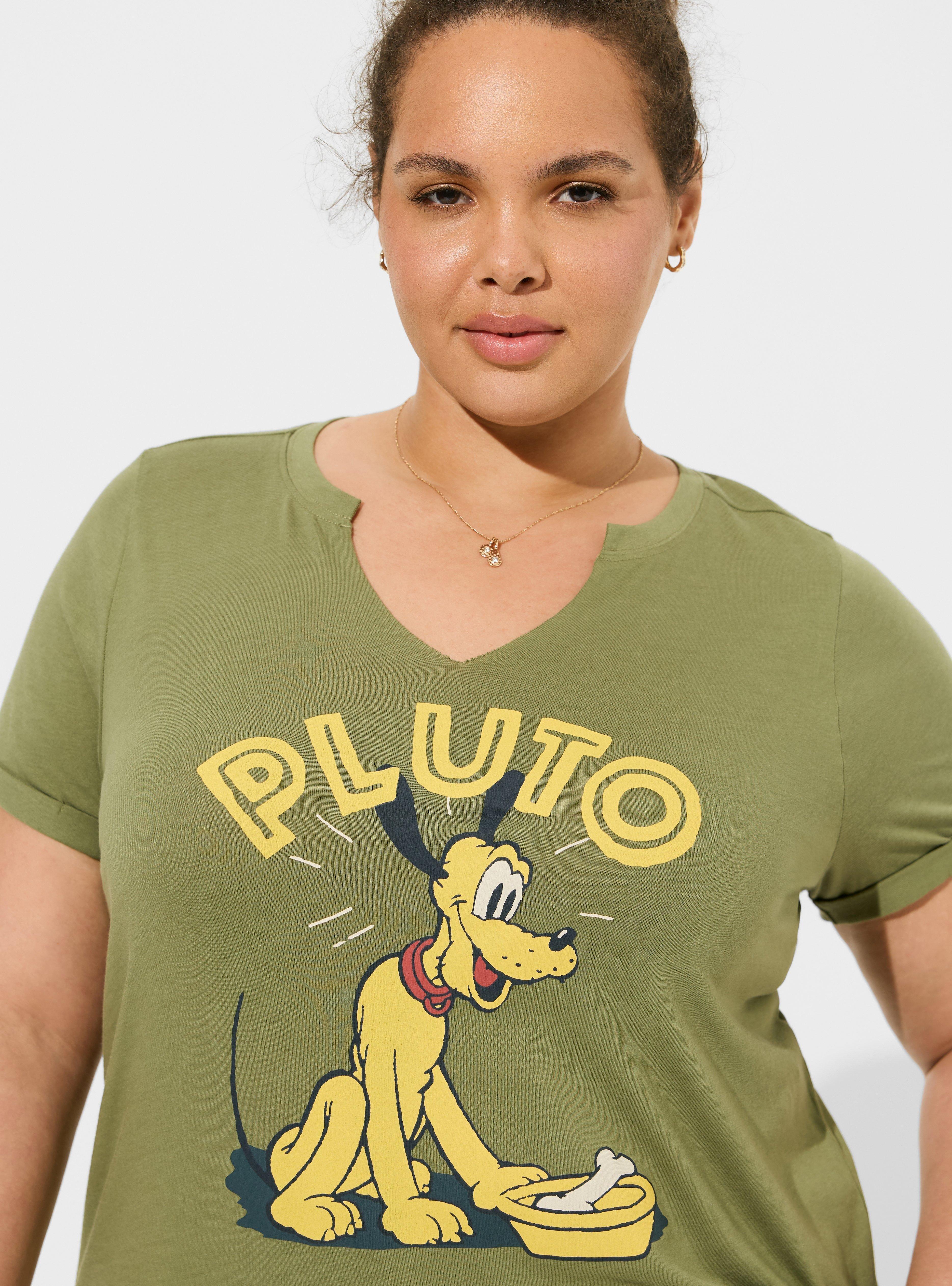 Disney Pluto Classic Fit Cotton Clip Neck Top