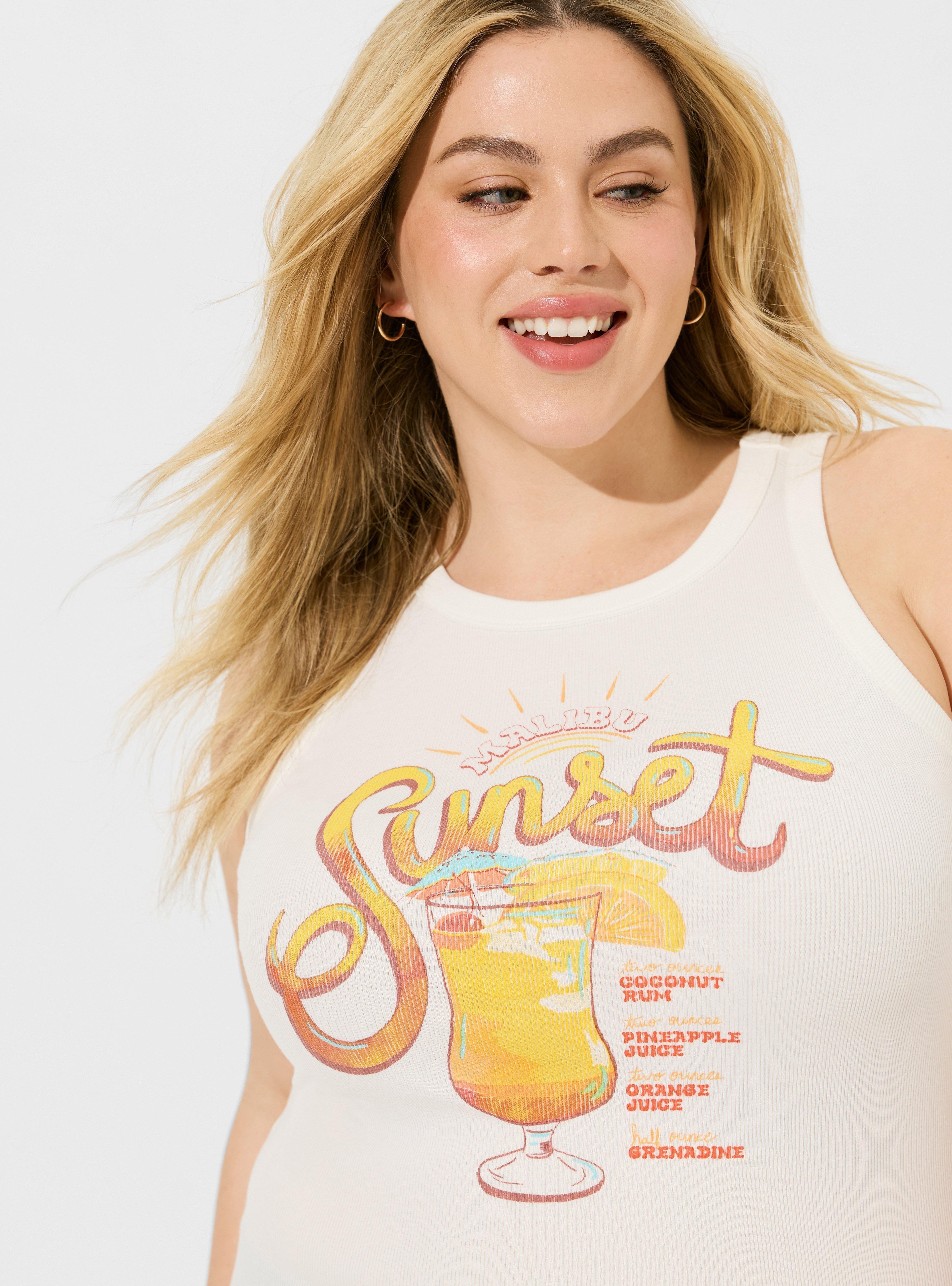 Sunset Fitted High Neck Rib Tank