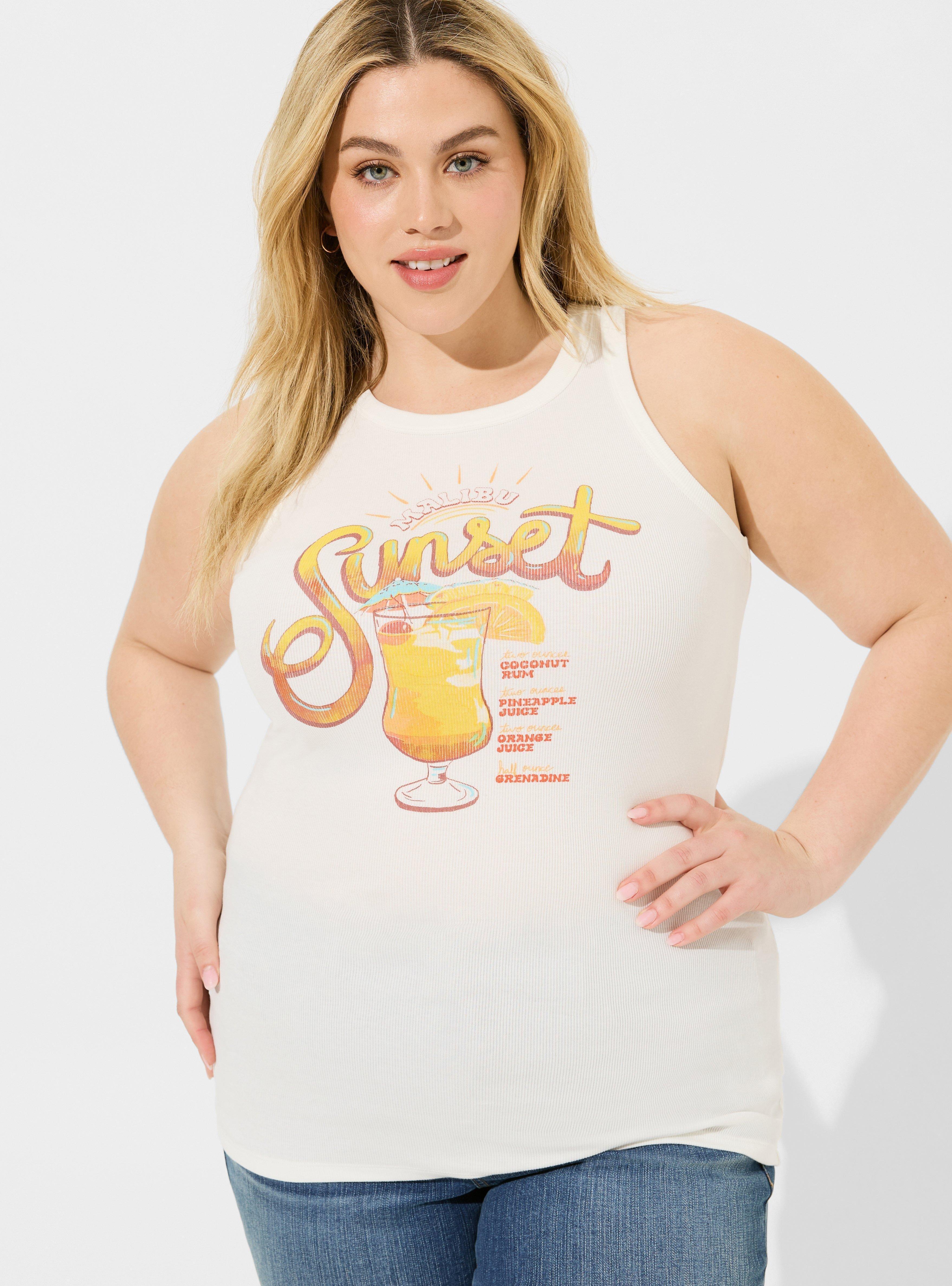 Sunset Fitted High Neck Rib Tank