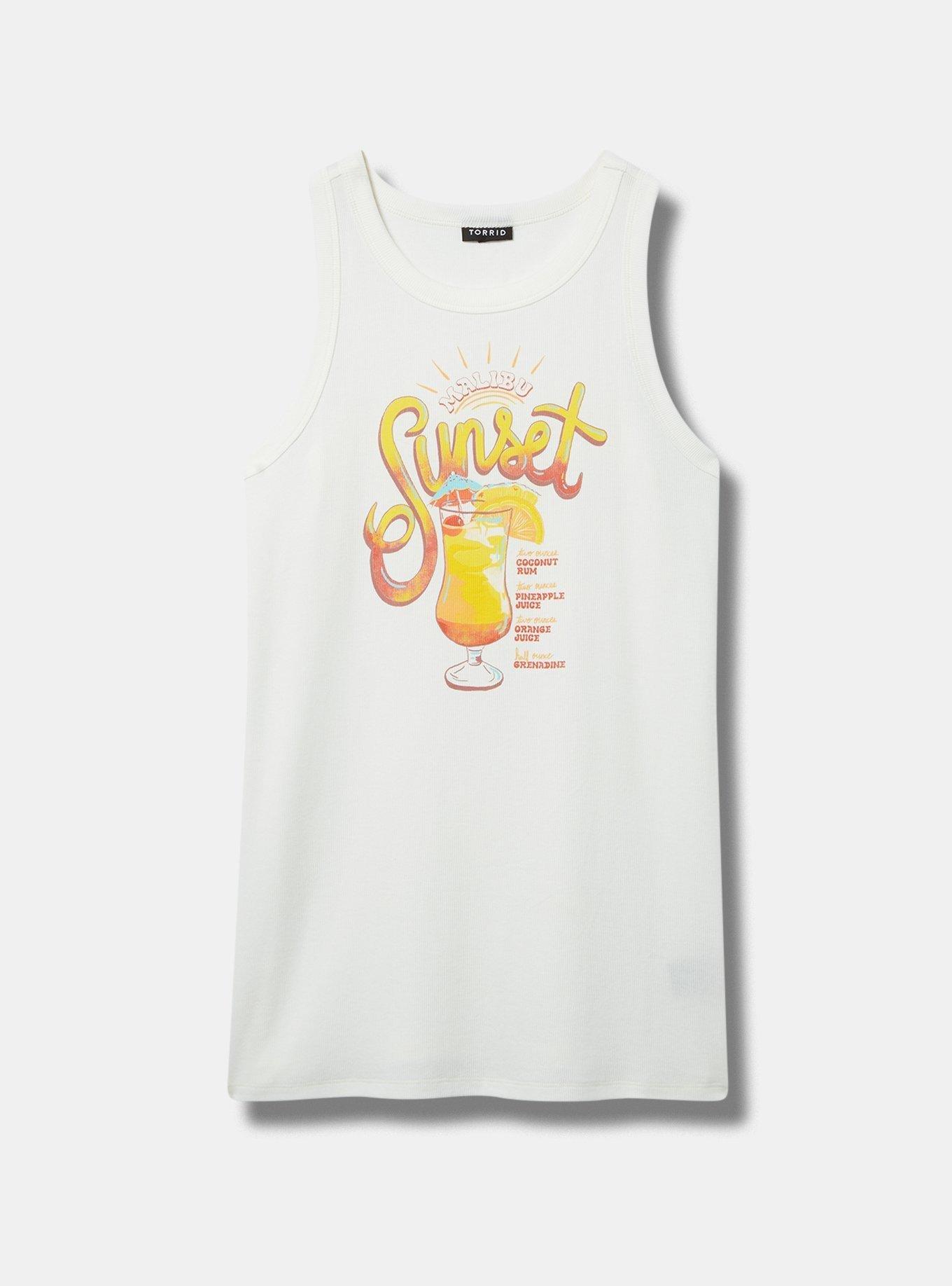 Sunset Fitted High Neck Rib Tank