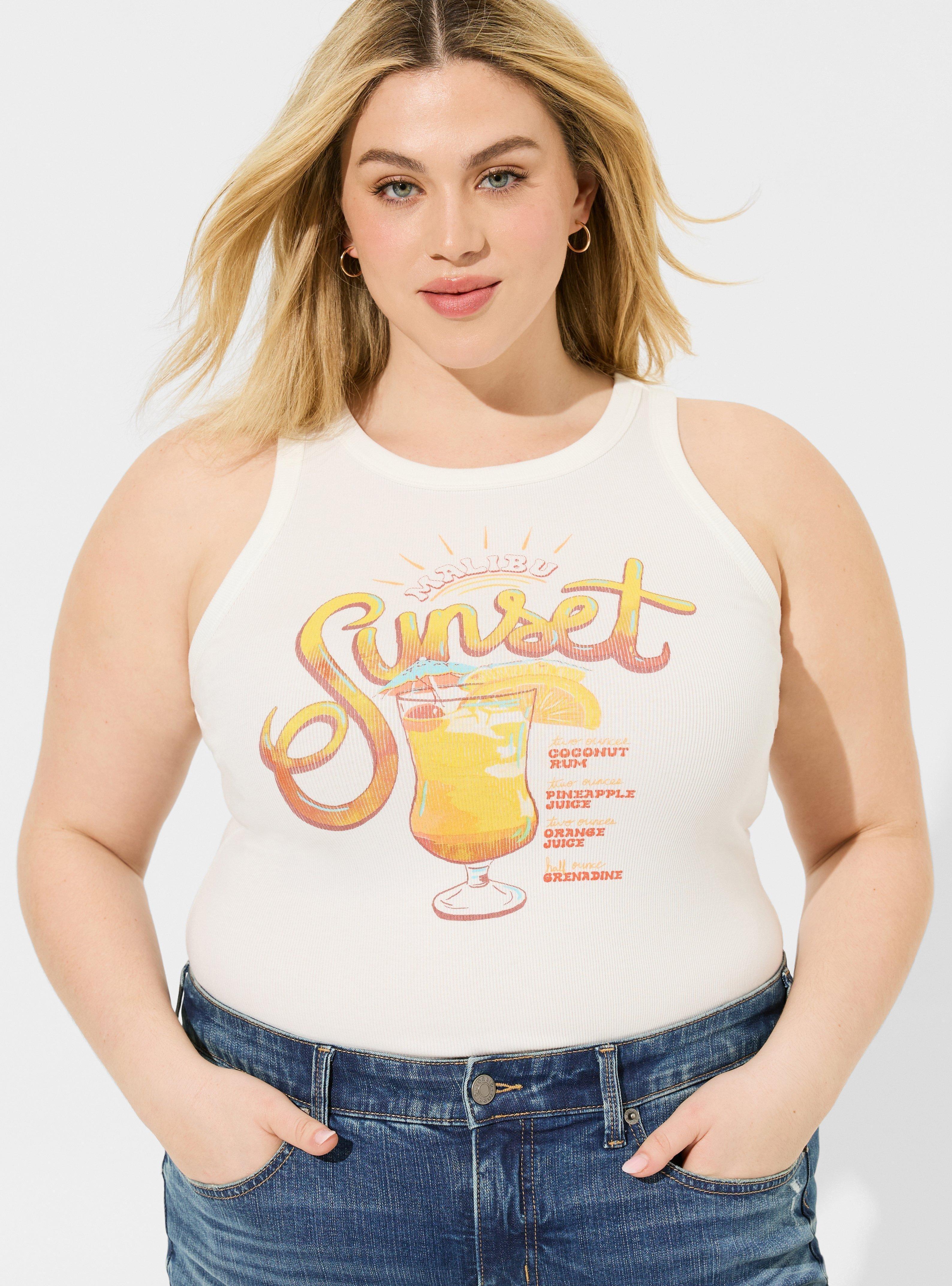 Sunset Fitted High Neck Rib Tank