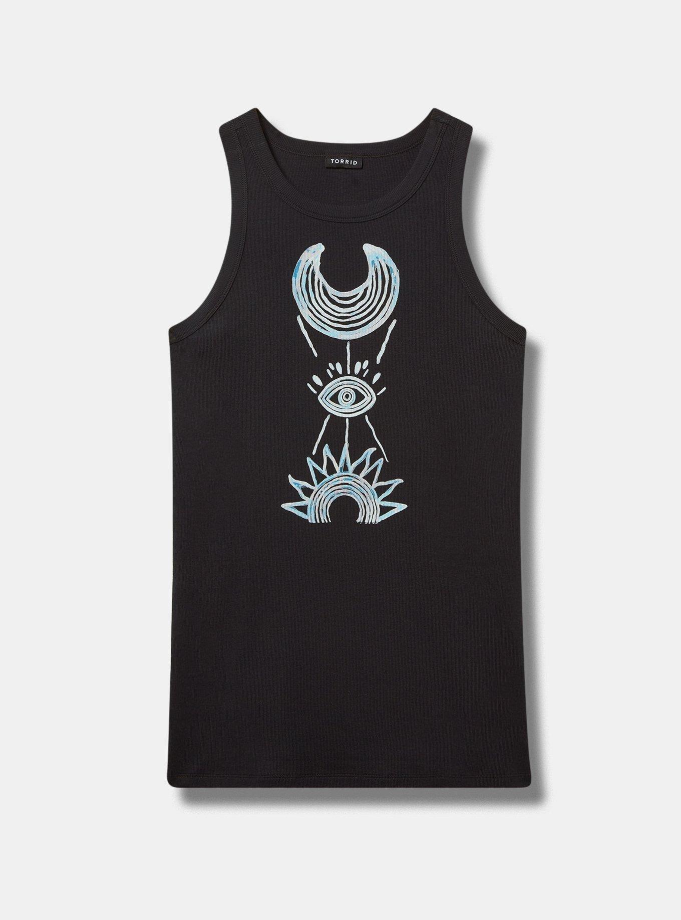 Sun Moon Fitted High Neck Rib Tank