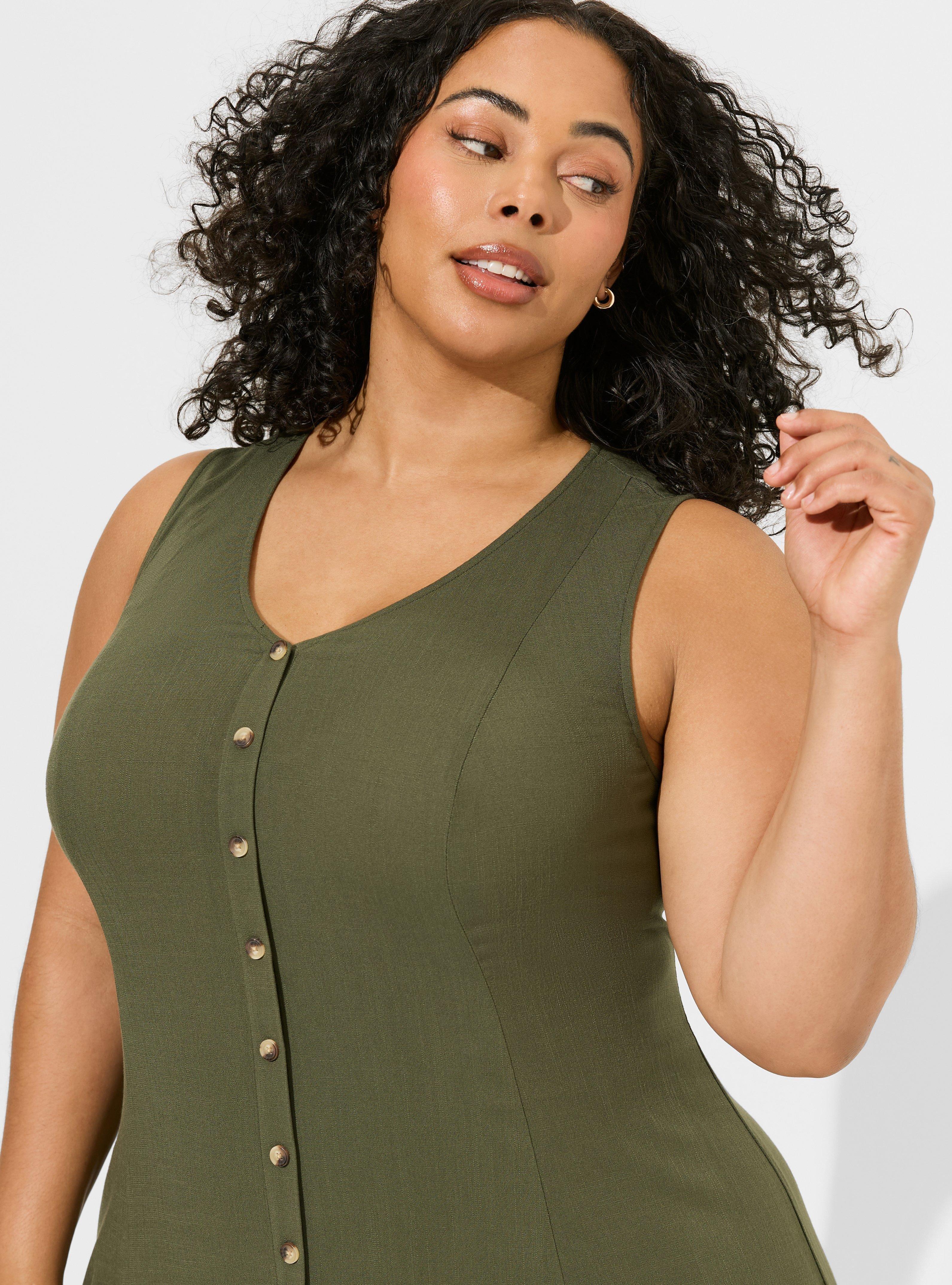 Plus Size - Maxi Rayon Slub Button Front Corset Back Dress - Torrid