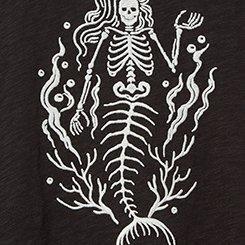 Plus Size Mermaid Skeleton Heritage Slub High-Neck Tank, DEEP BLACK, swatch