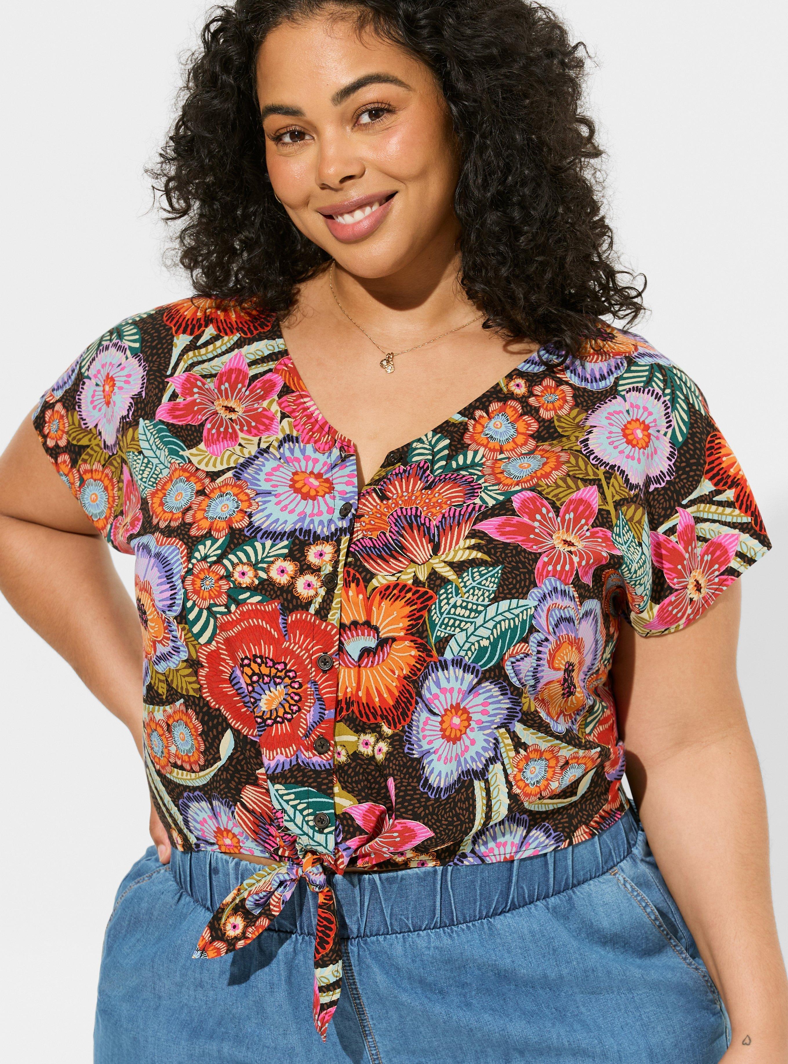 Challis Dolman Tie Front Crop Top