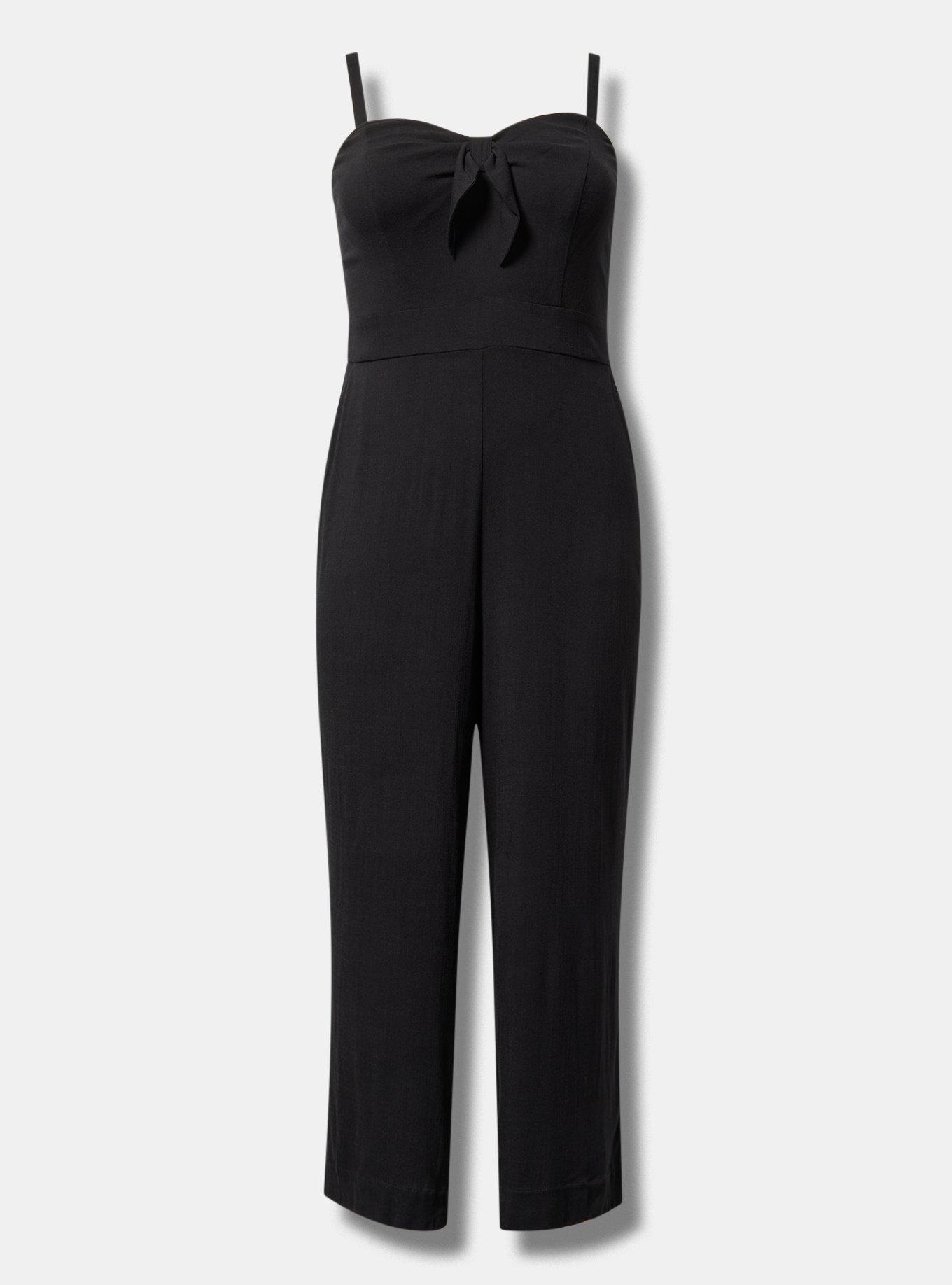 Rayon Slub Tie-Front Jumpsuit
