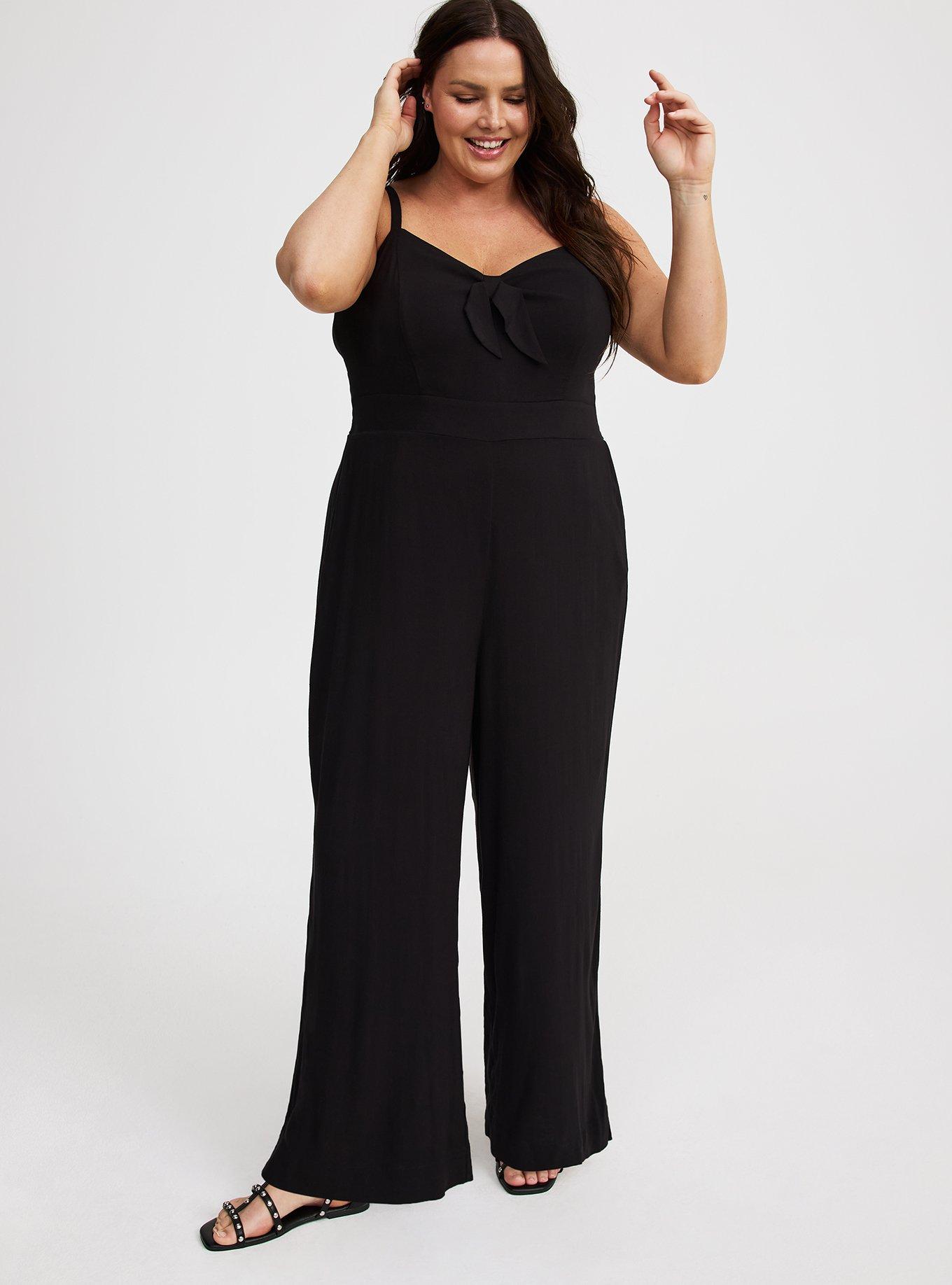 Rayon Slub Tie Front Jumpsuit