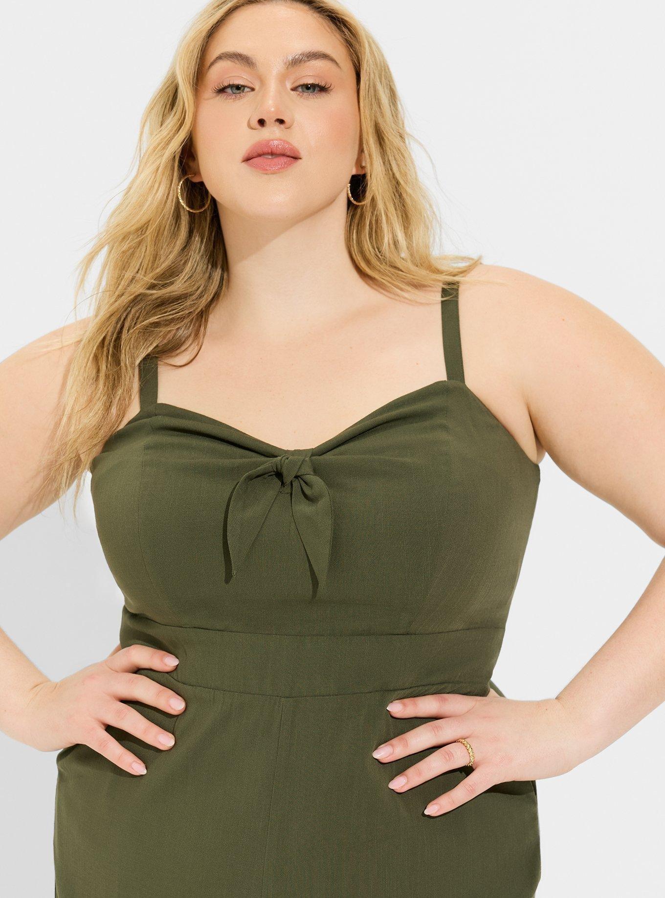 Rayon Slub Tie-Front Jumpsuit