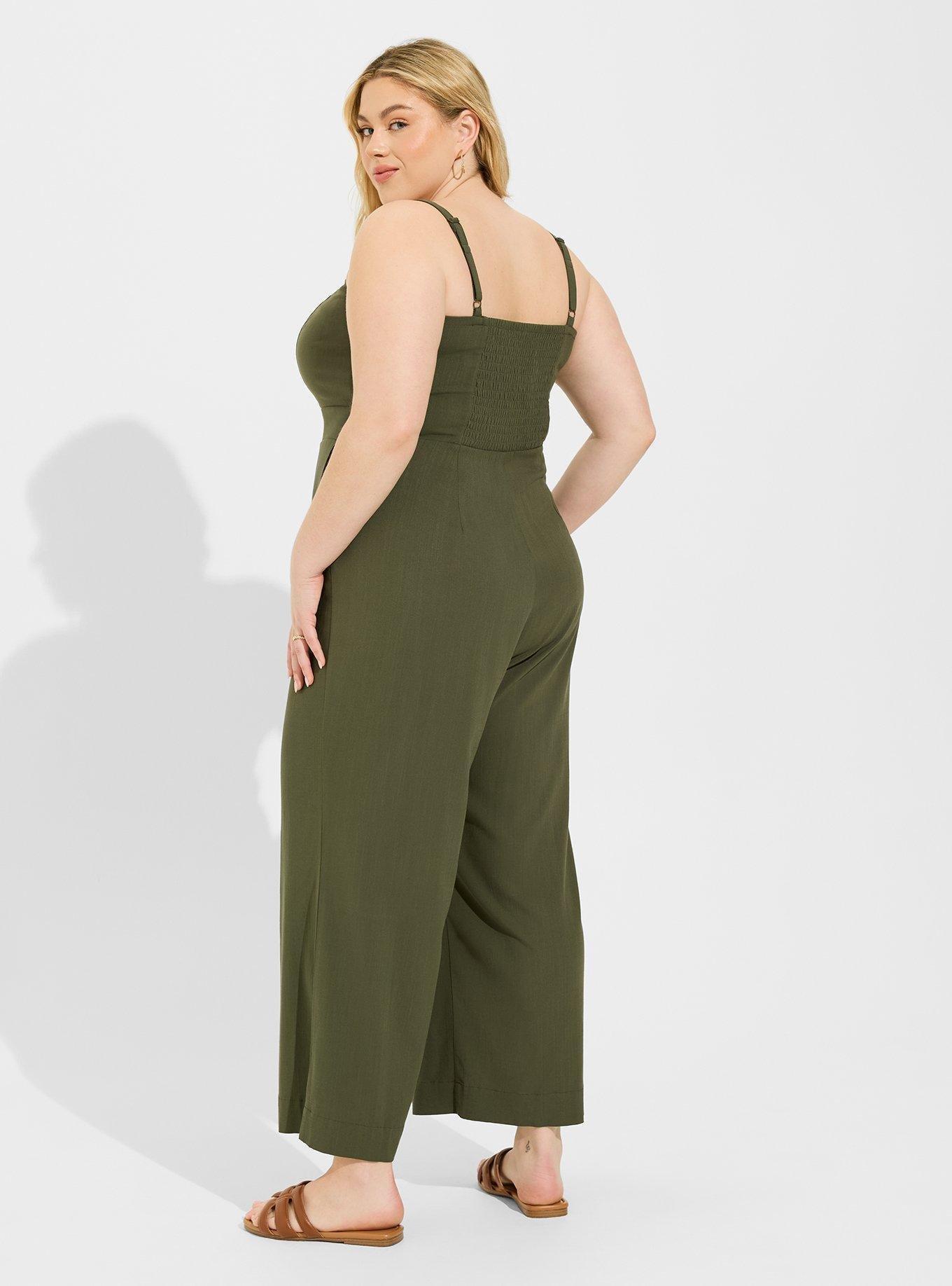 Rayon Slub Tie Front Jumpsuit