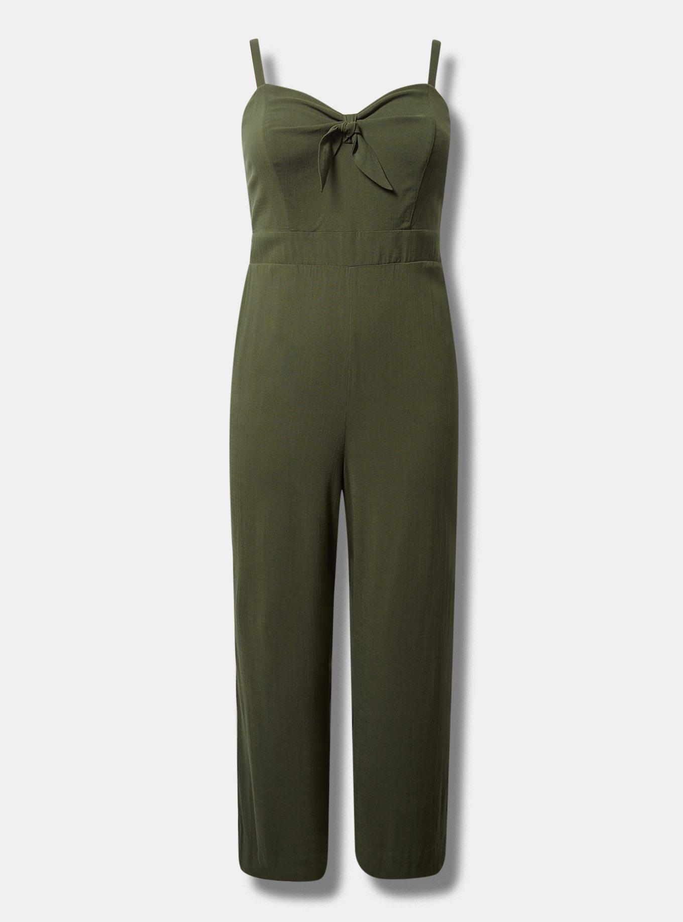 Rayon Slub Tie Front Jumpsuit