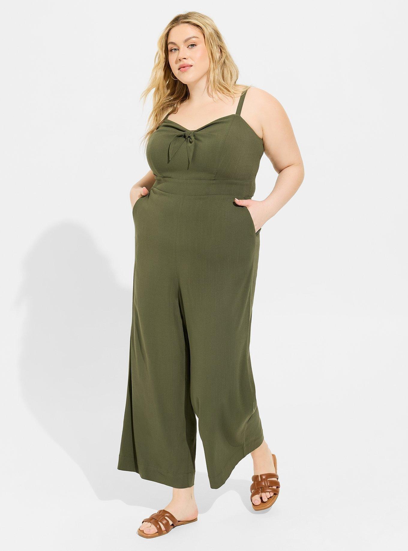 Rayon Slub Tie Front Jumpsuit