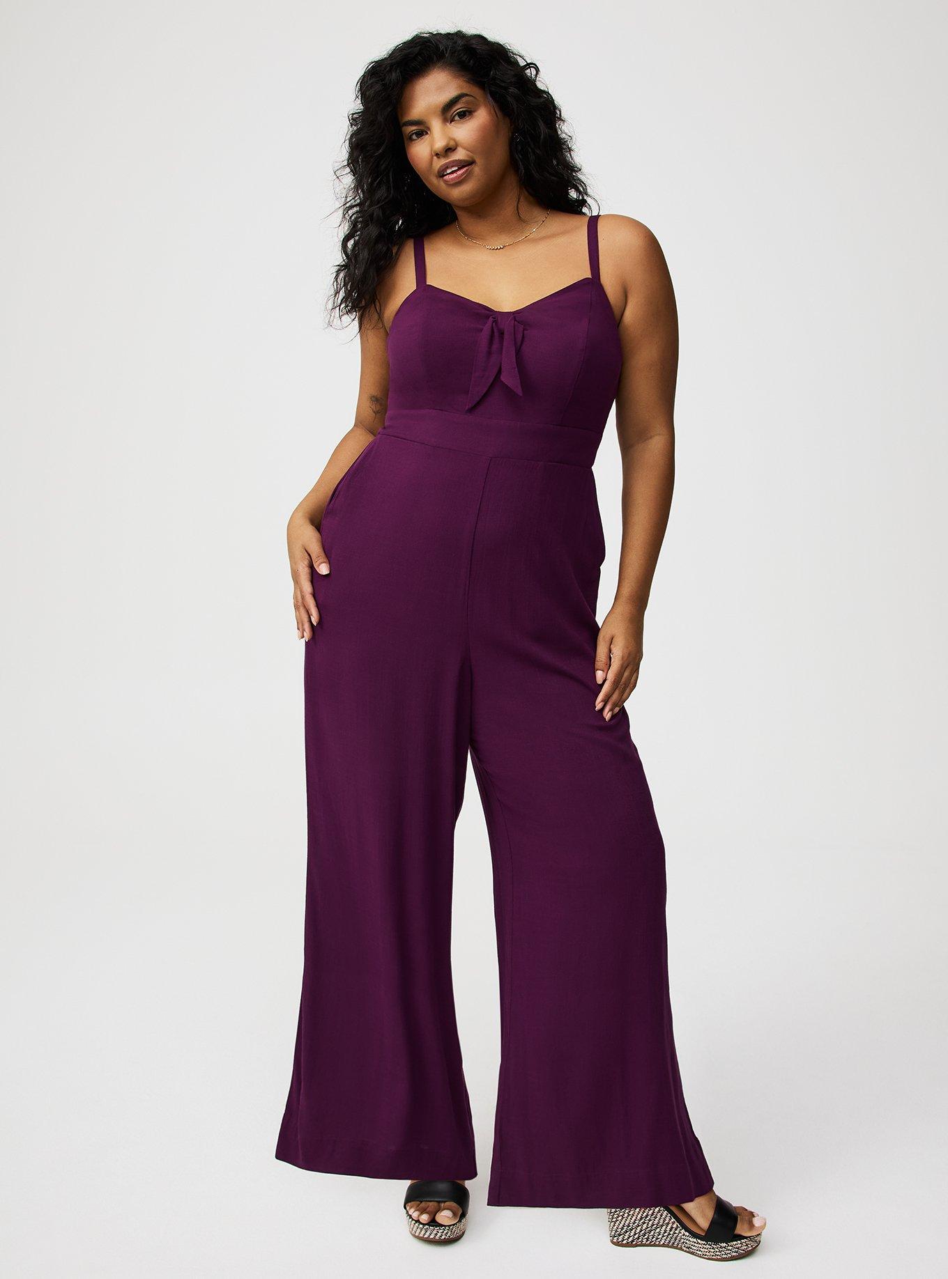Rayon Slub Tie-Front Jumpsuit