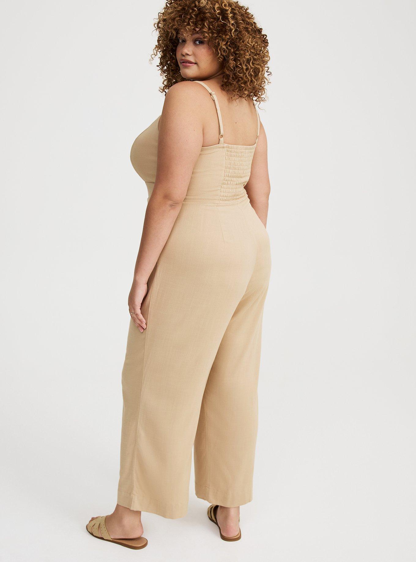 Rayon Slub Tie-Front Jumpsuit