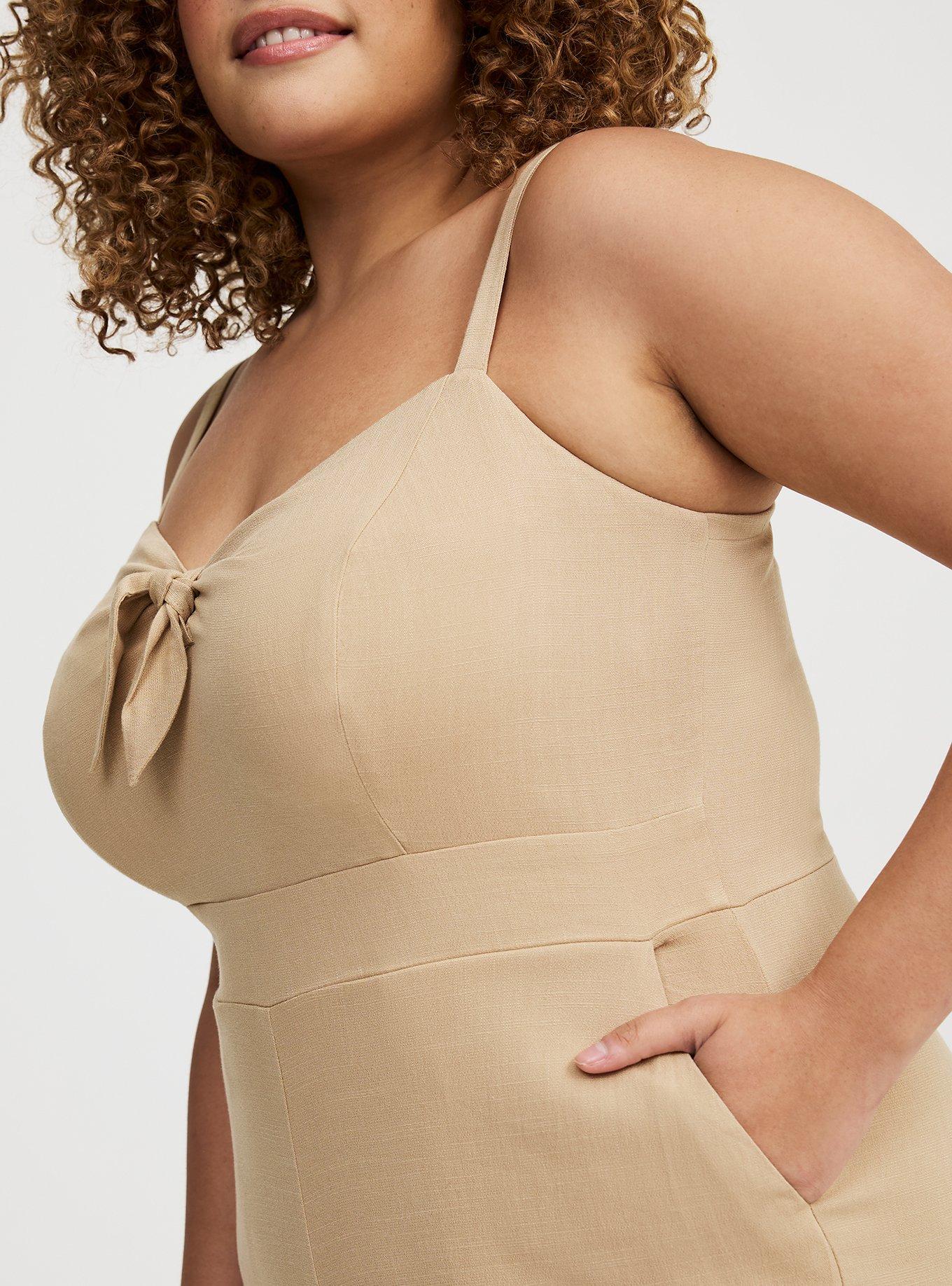 Rayon Slub Tie-Front Jumpsuit