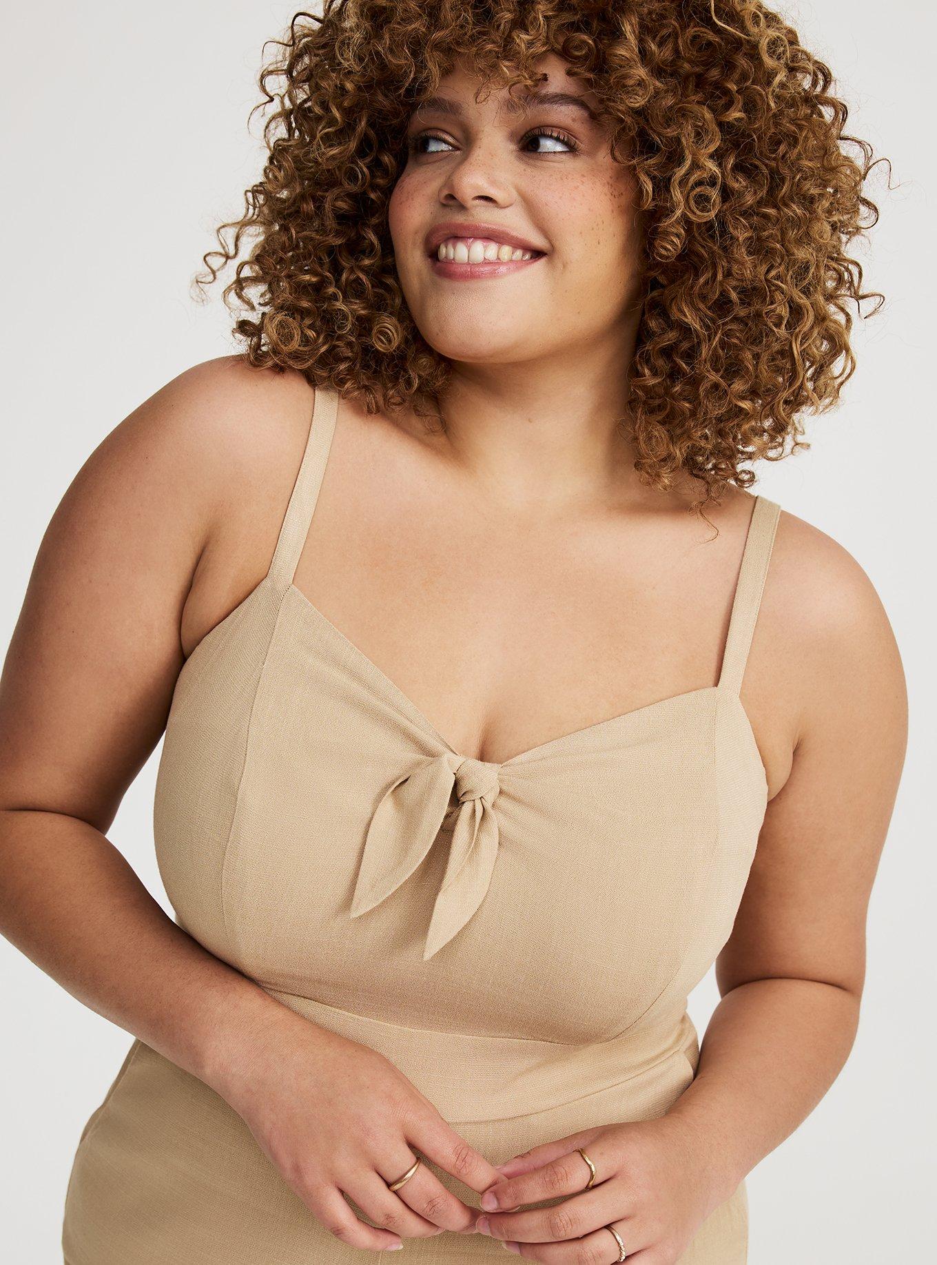 Rayon Slub Tie-Front Jumpsuit