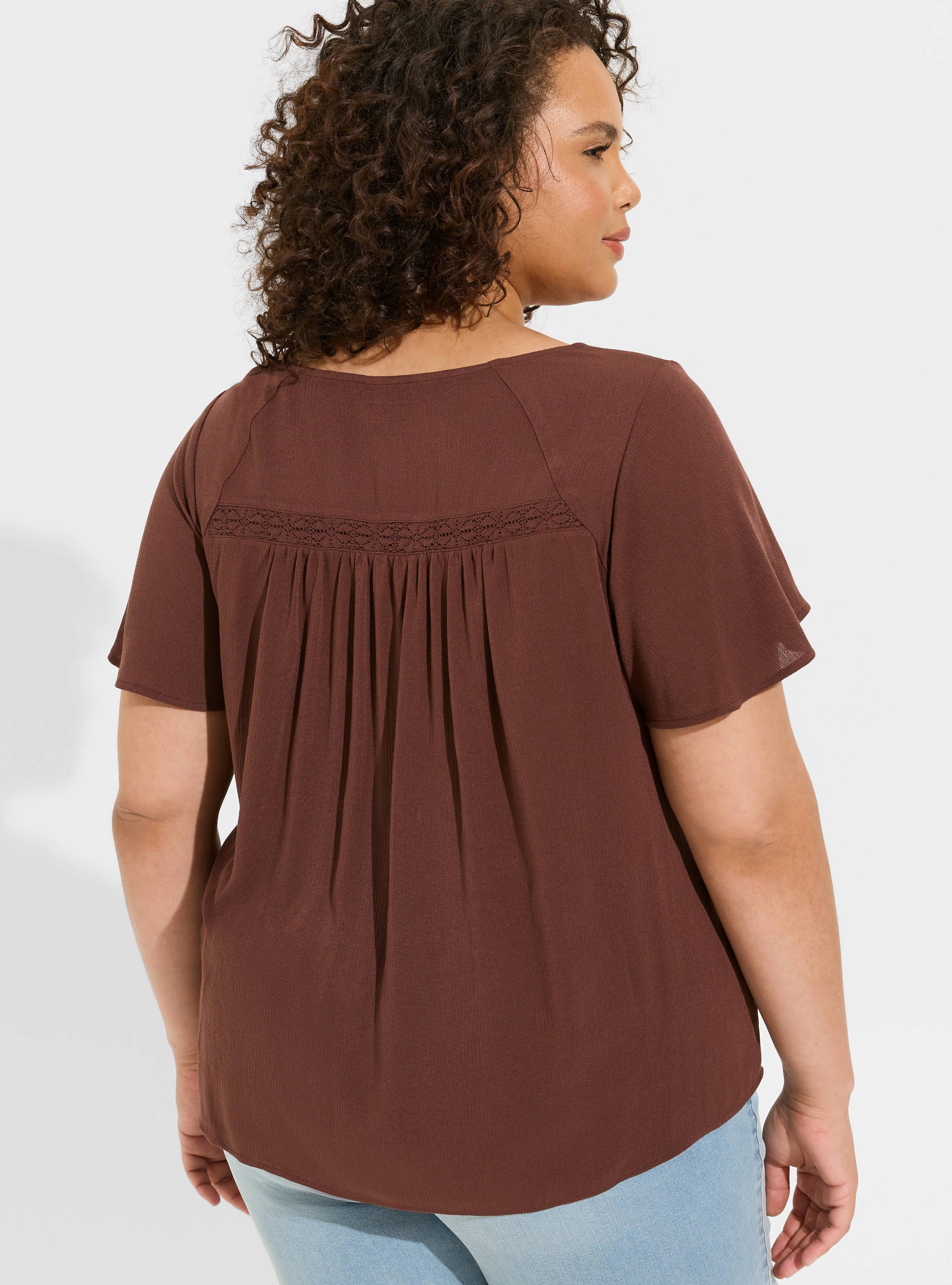 Gauze Button Front Flutter Sleeve Top