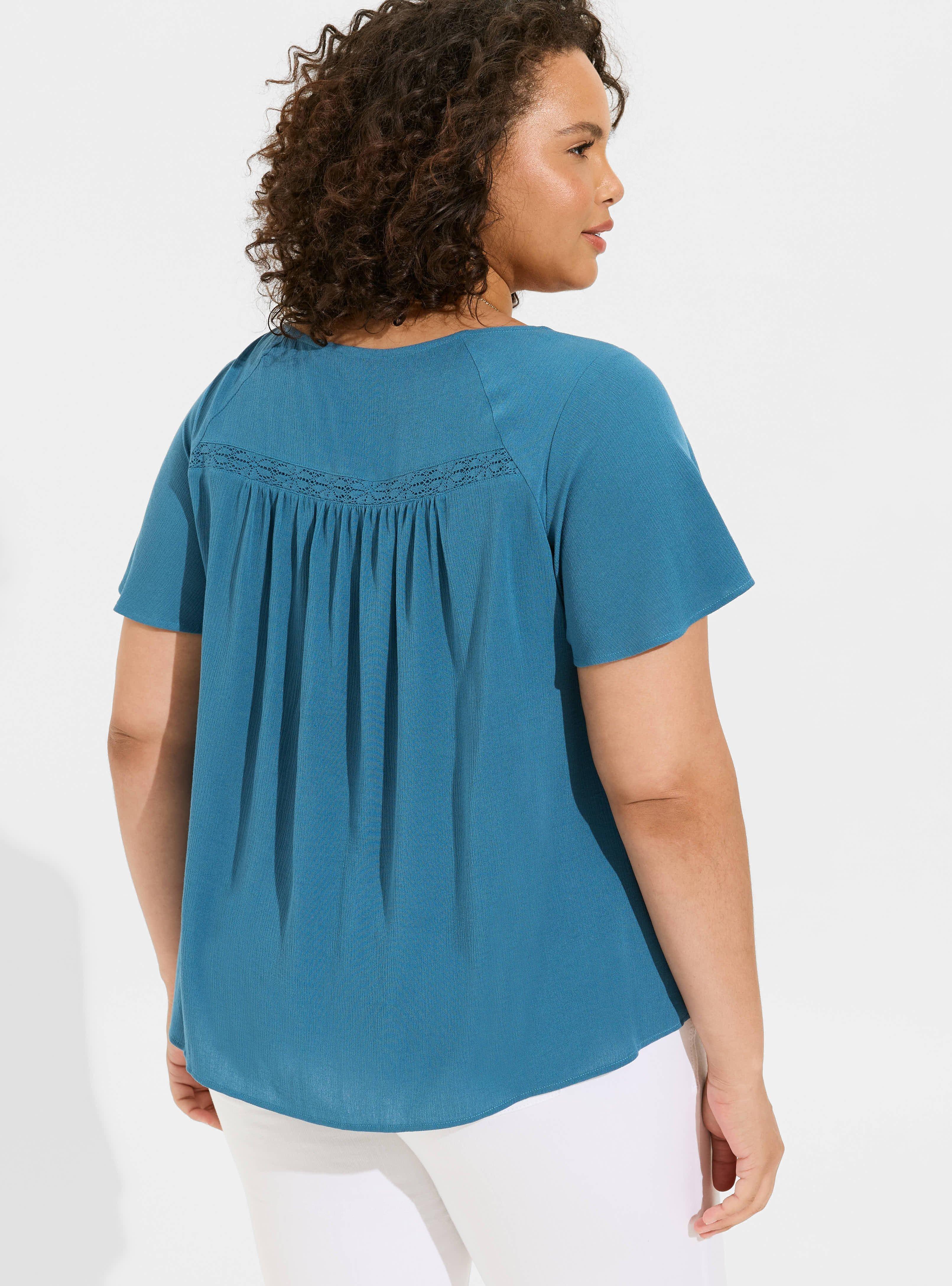 Gauze Button Front Flutter Sleeve Top