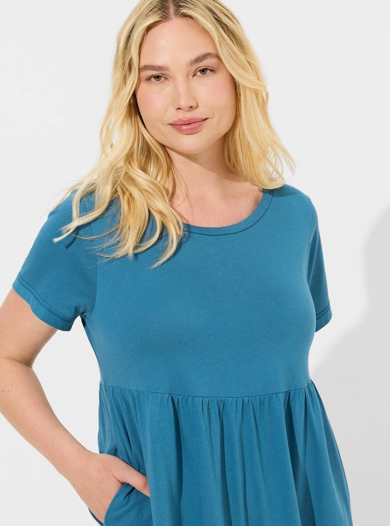 Cotton Modal Babydoll Lounge Dress, BLUESTEEL, alternate