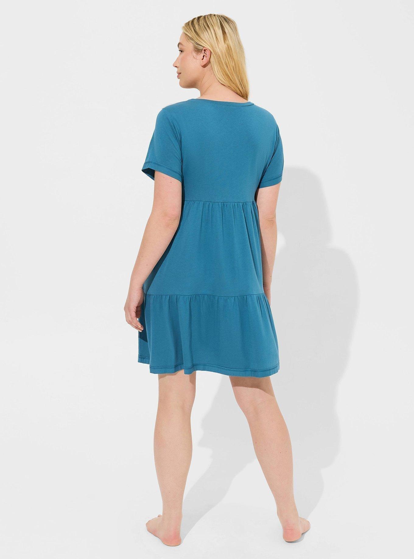 Cotton Modal Babydoll Lounge Dress, BLUESTEEL, alternate