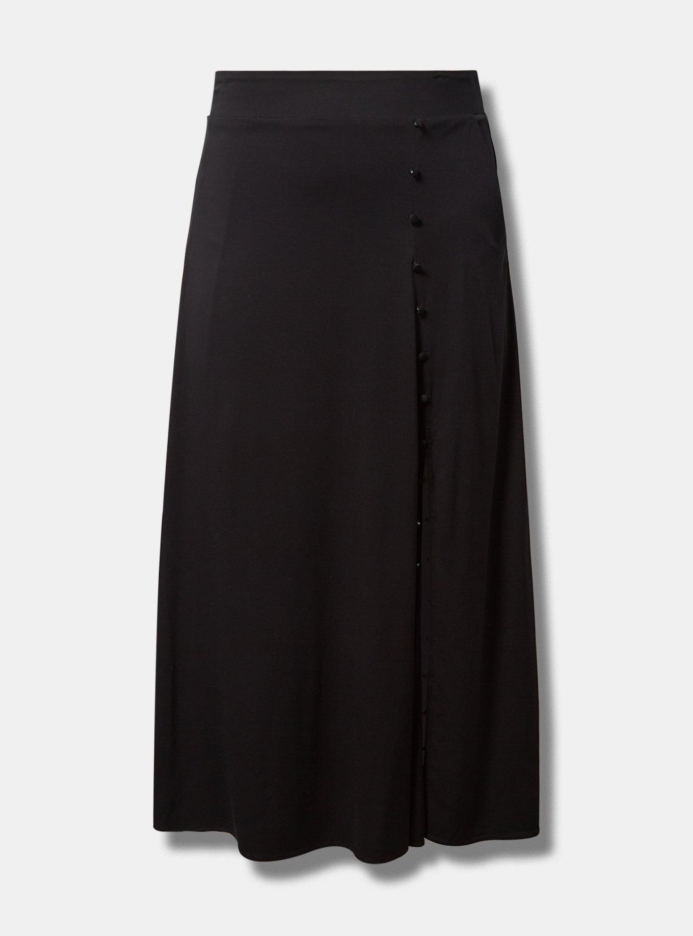 Maxi Stretch Challis Button Slit Skirt