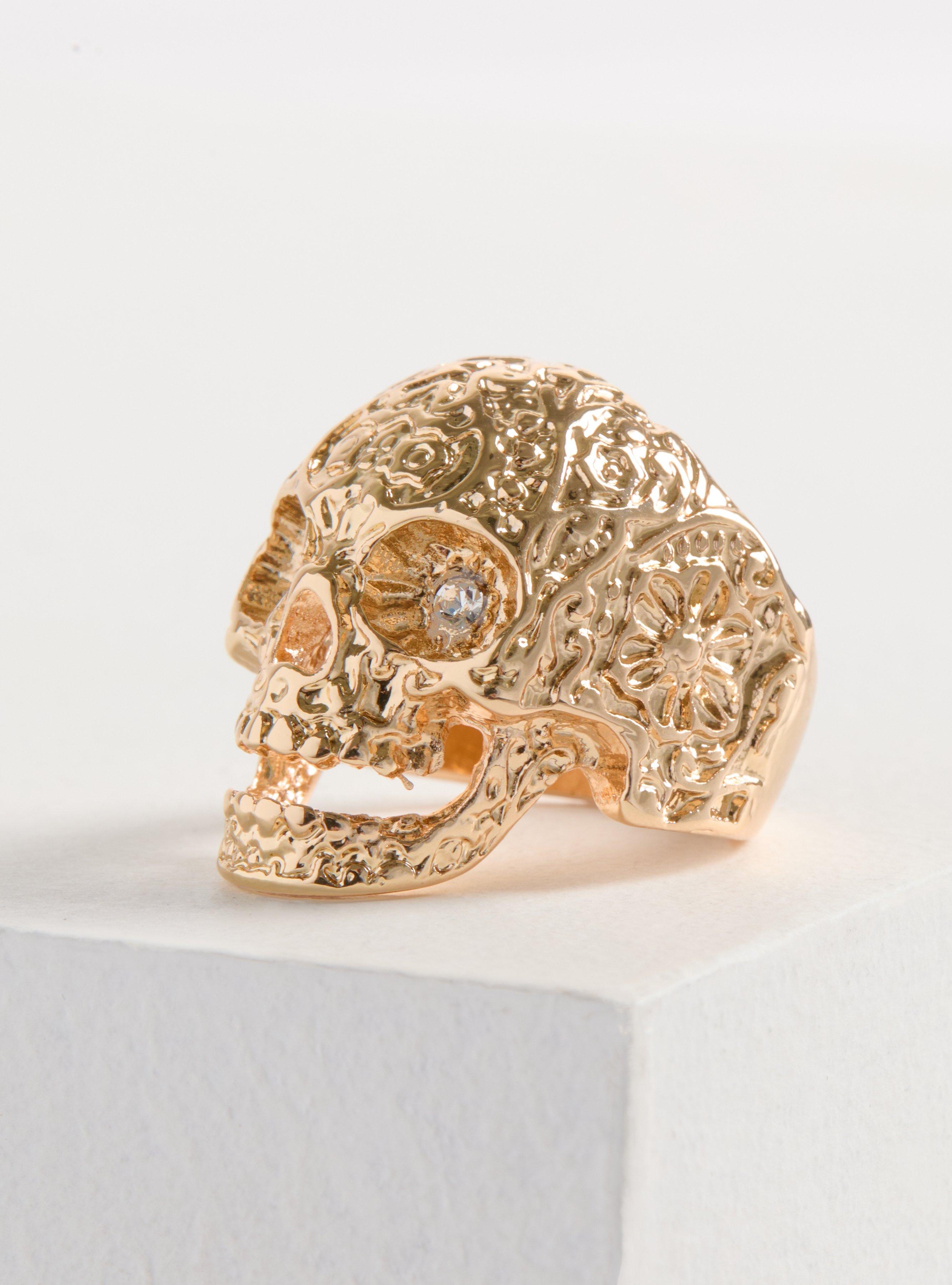 Skull Statement Ring, GOLD, alternate