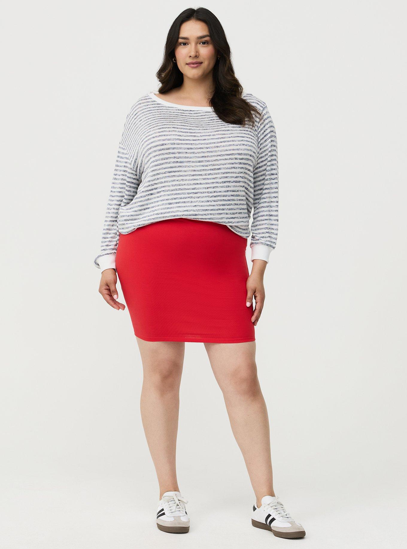 Signature Waist Mini Skirt, TRUE RED, hi-res