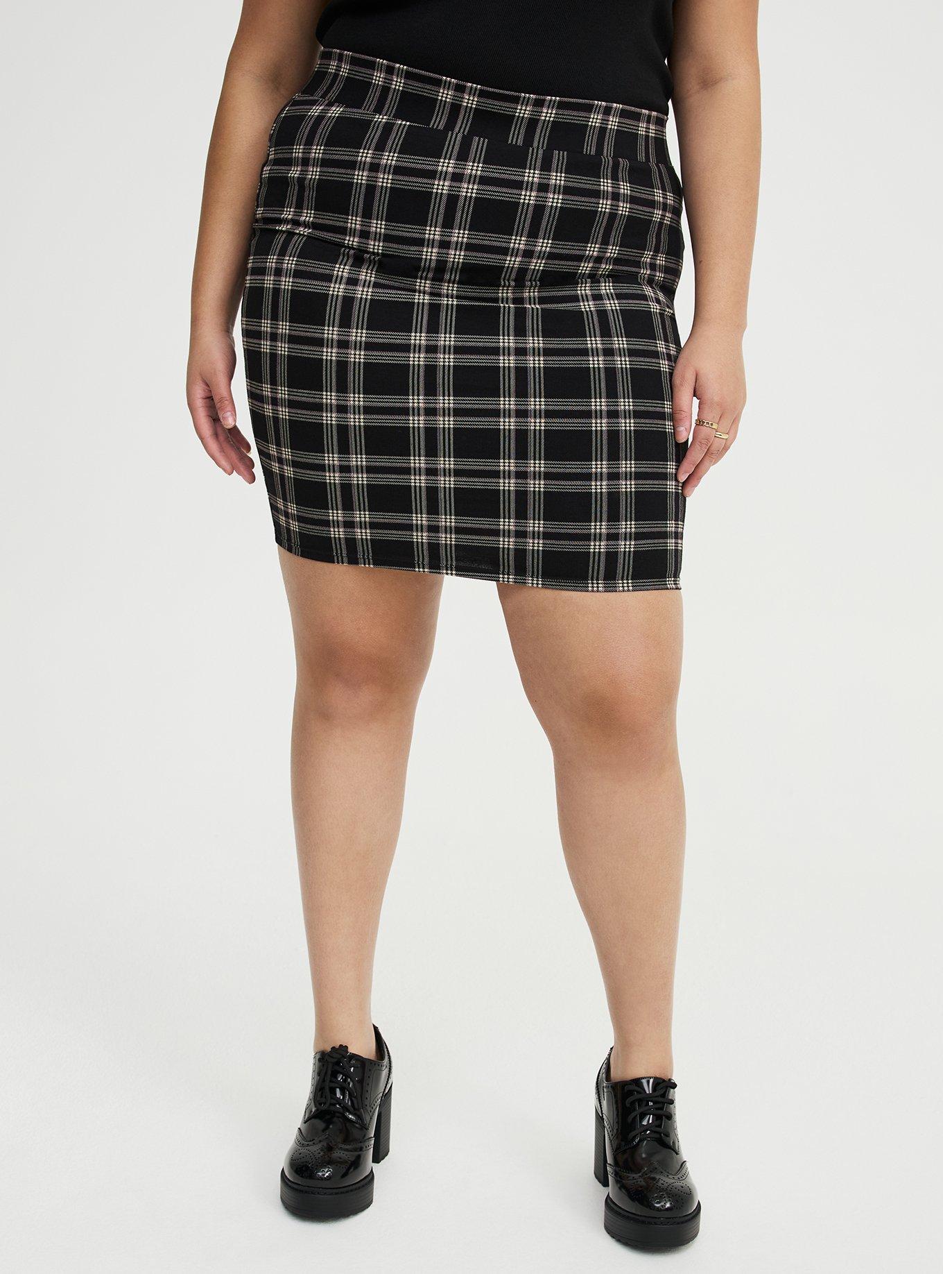 Signature Waist Mini Skirt, EXTRA TEXTURE PLAID BLACK, alternate