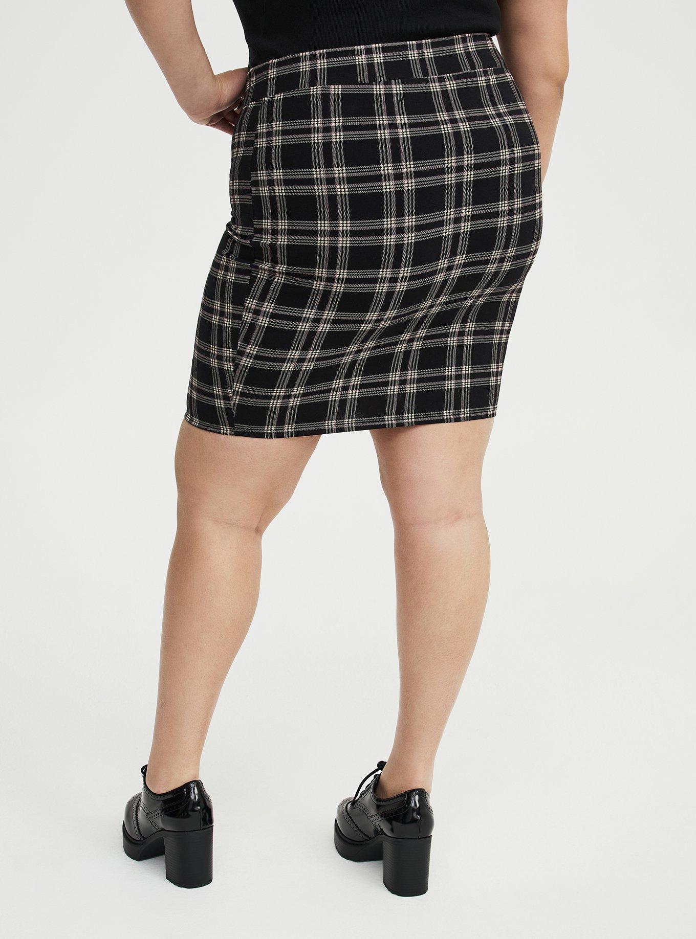 Signature Waist Mini Skirt, EXTRA TEXTURE PLAID BLACK, alternate
