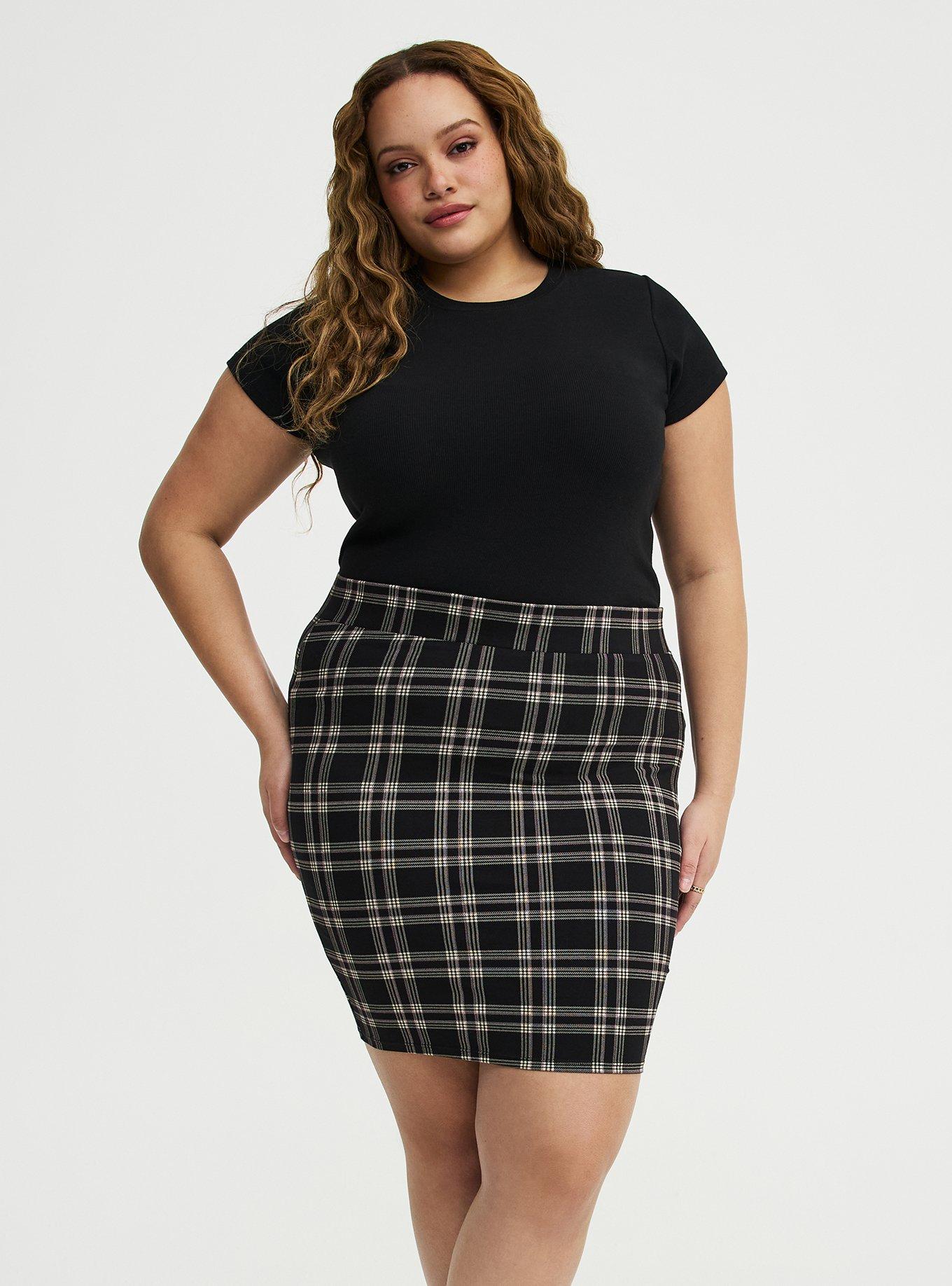 Signature Waist Mini Skirt, EXTRA TEXTURE PLAID BLACK, alternate