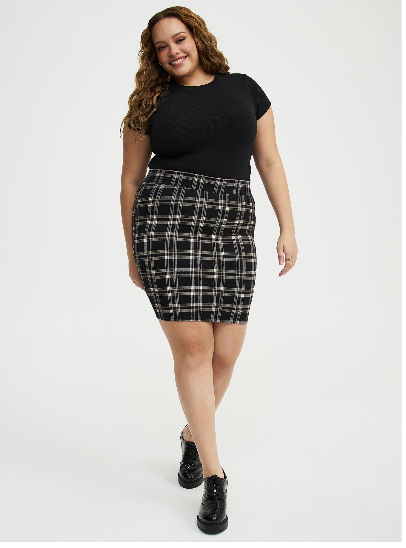 Signature Waist Mini Skirt, EXTRA TEXTURE PLAID BLACK, hi-res