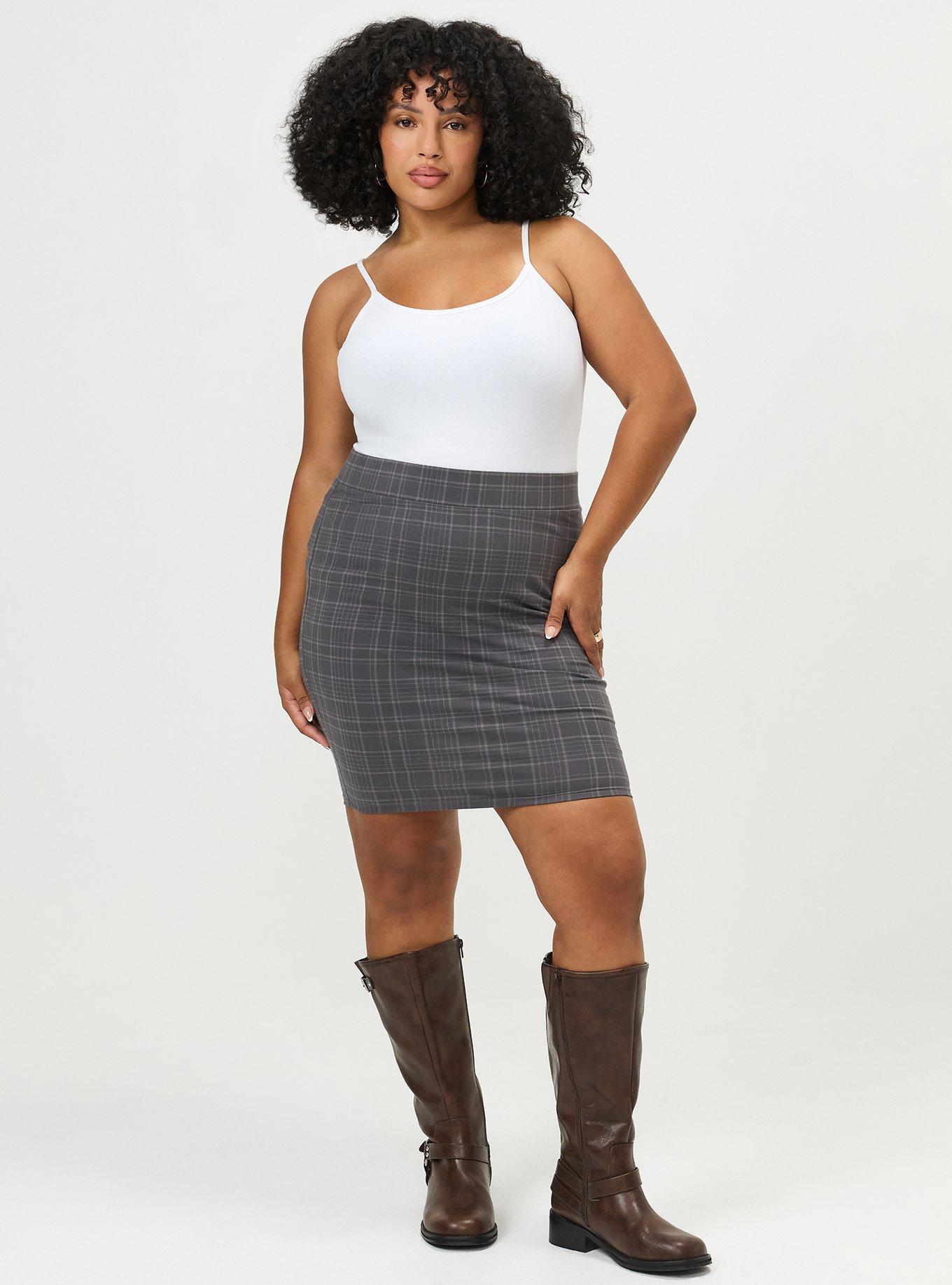 Plus Size Signature Waist Mini Skirt, TOWN PLAID GREY, alternate