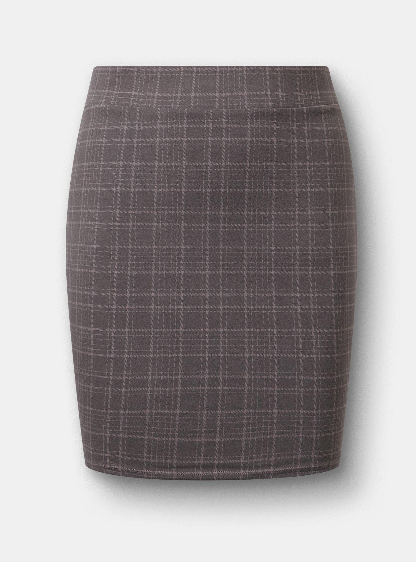 Plus Size Signature Waist Mini Skirt, TOWN PLAID GREY, hi-res
