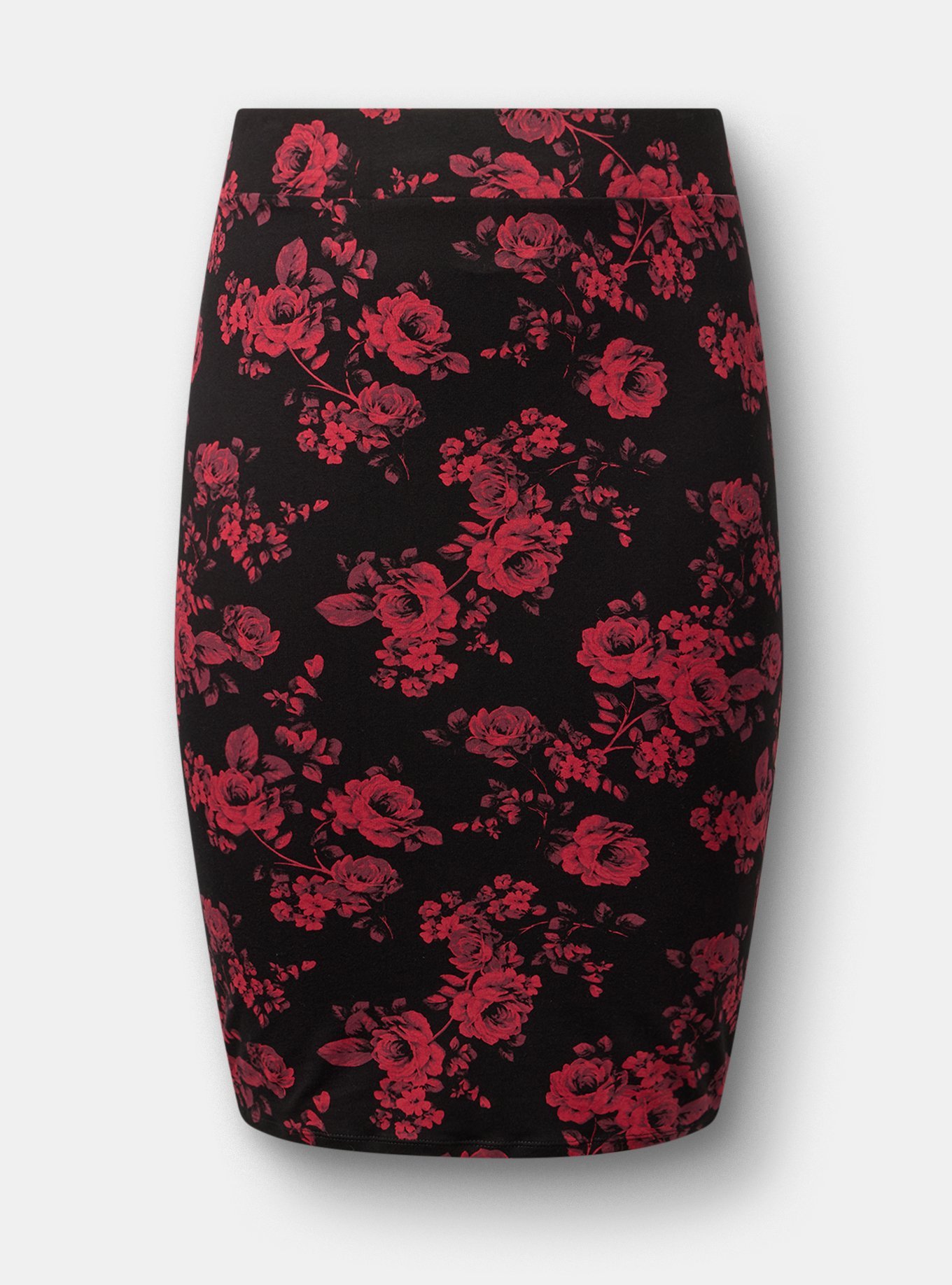 Signature Waist Pencil Skirt, ROSETTA FLORAL CRIMSON, flat