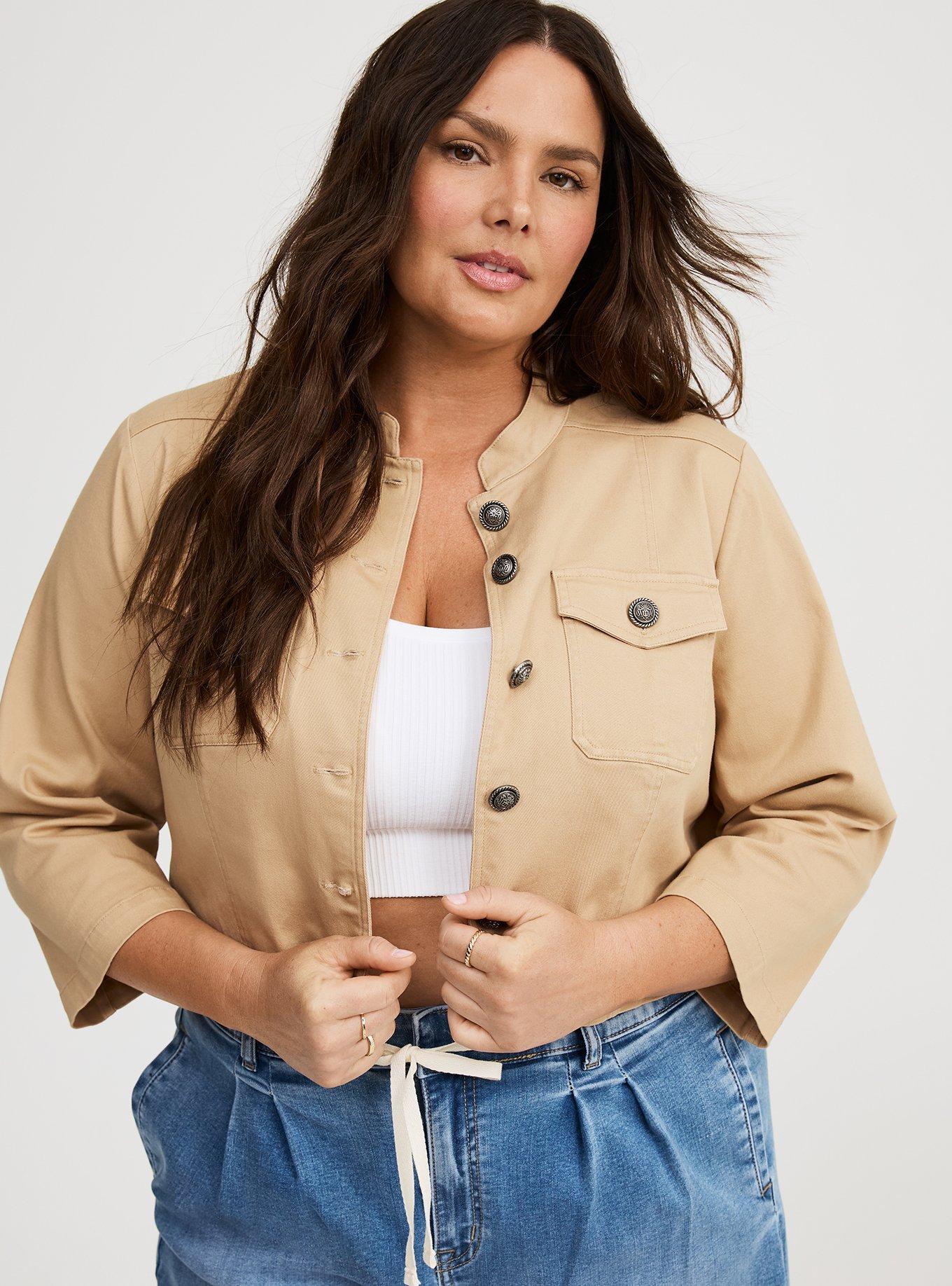 Lightweight Twill Cropped Military Jacket