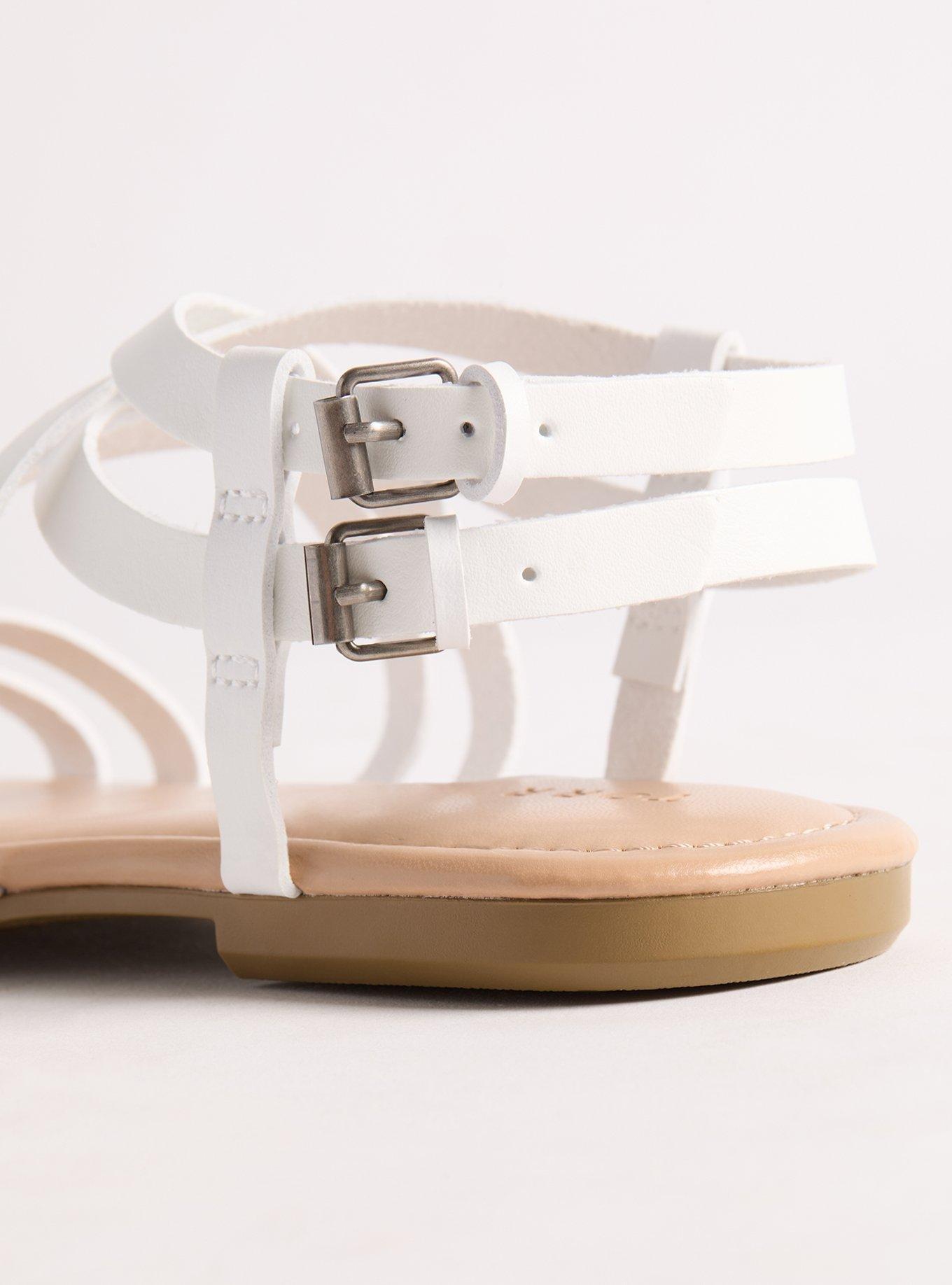 Double Buckle Gladiator Sandal (WW), WHITE, alternate