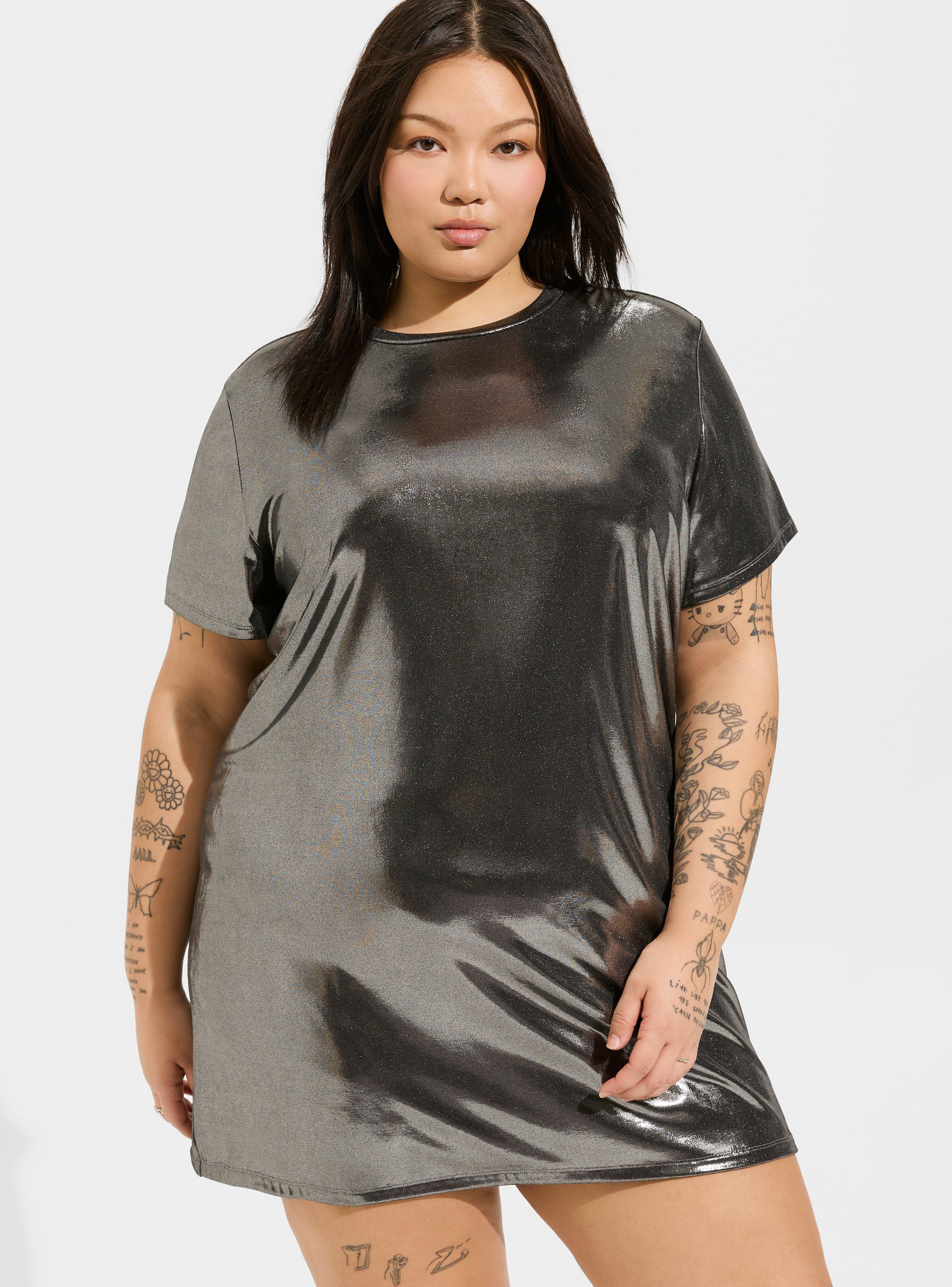 Plus Size - Mini Liquid Shine Relaxed T-Shirt Dress - Torrid