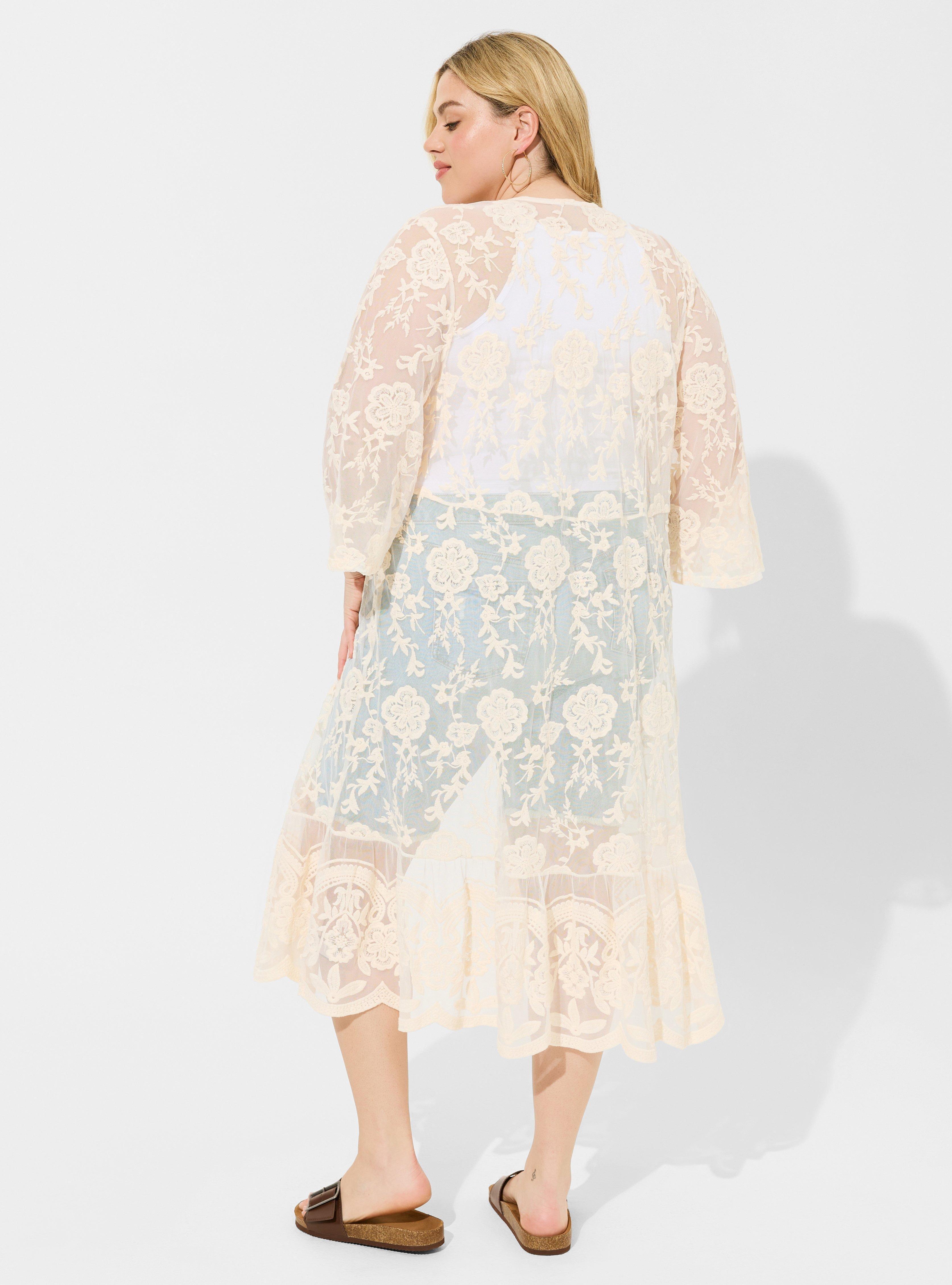 Mesh Embroidered Kimono, DEW, alternate