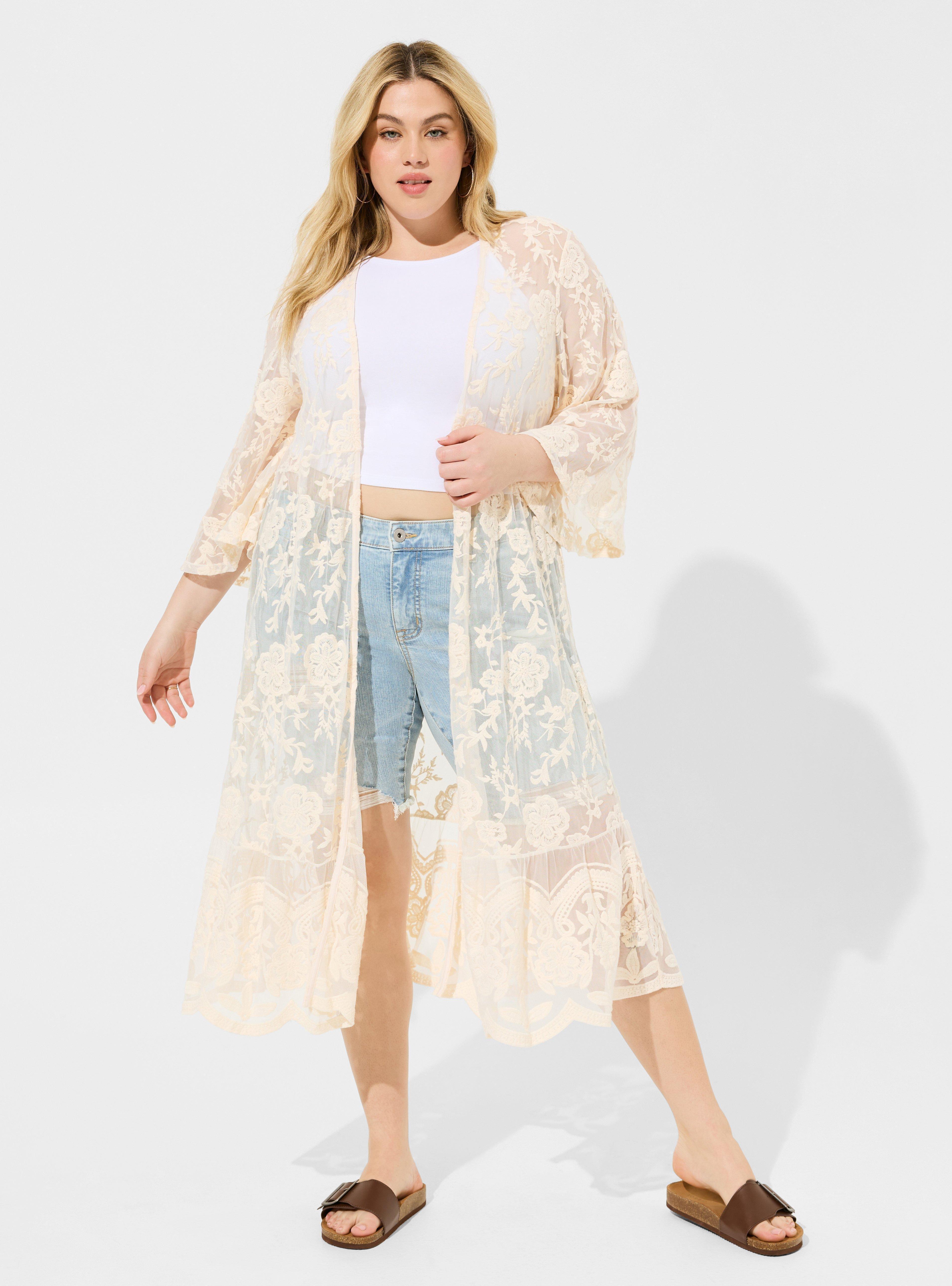 Mesh Embroidered Kimono