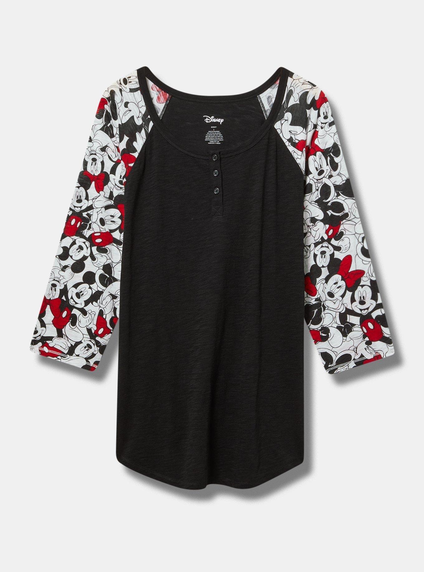 Disney Mickey Minnie Classic Fit Cotton Henley Top