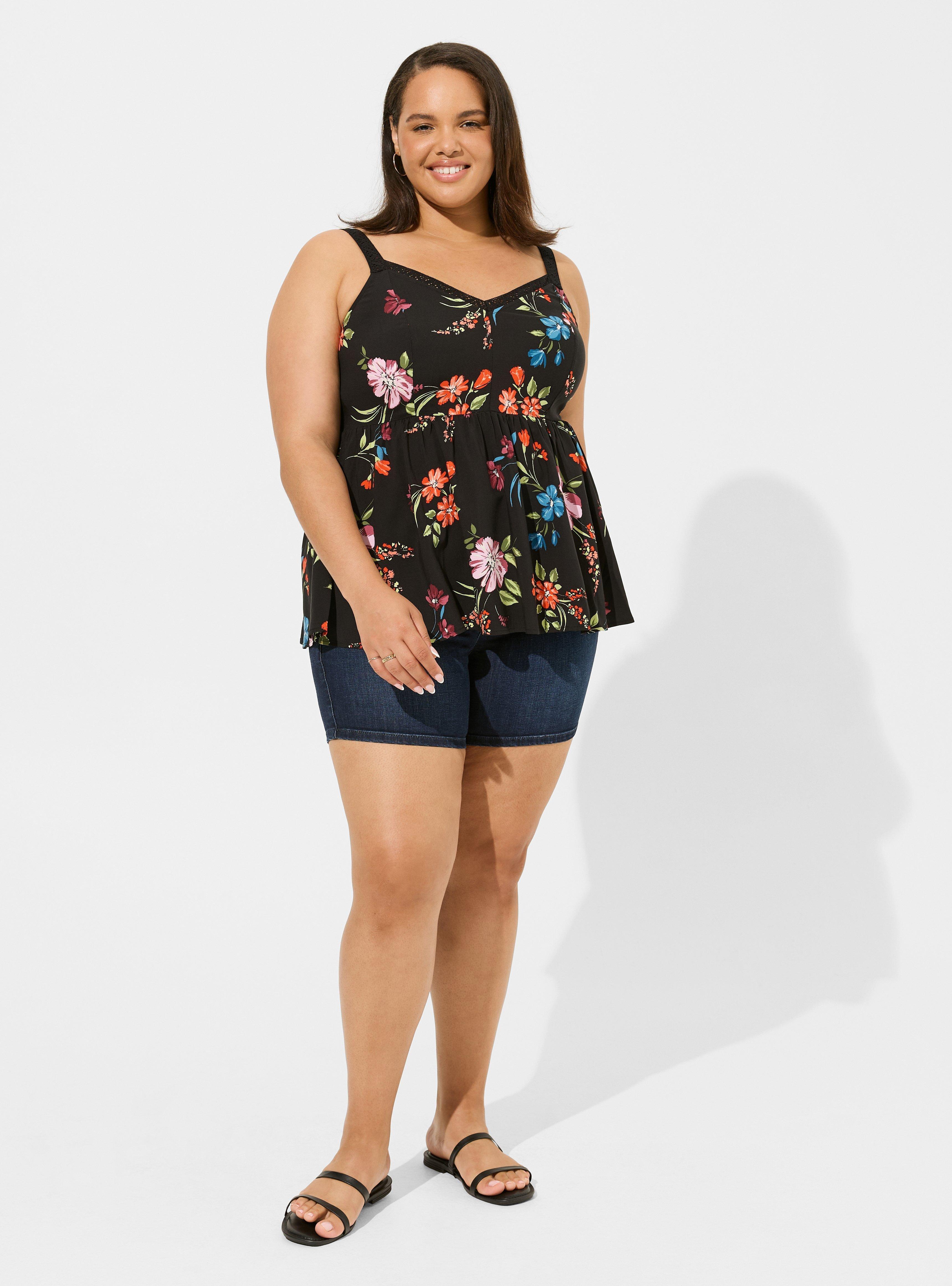 Peplum Challis Lace Trim Tank